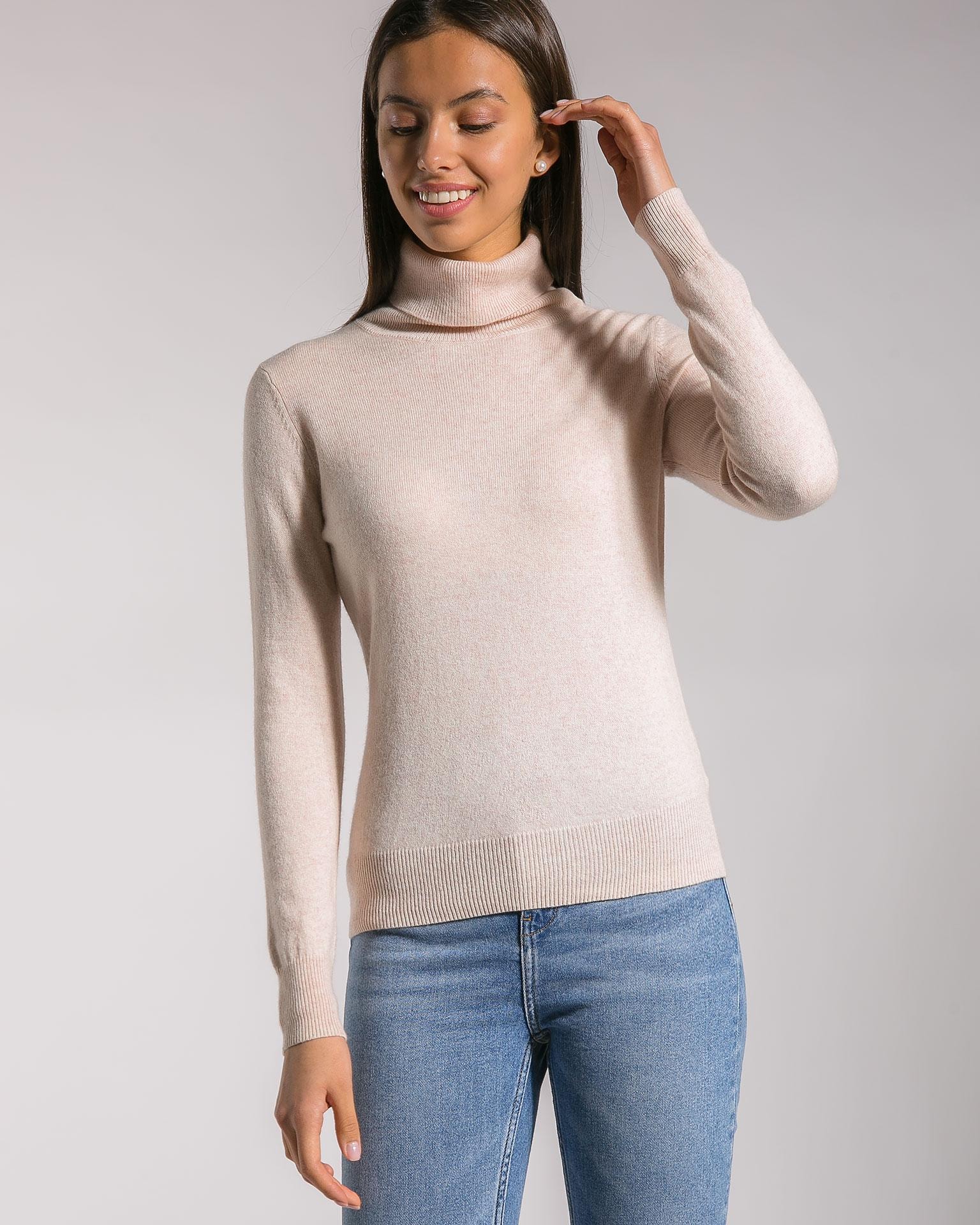 Solid-colour slim-fit turtleneck, Beige