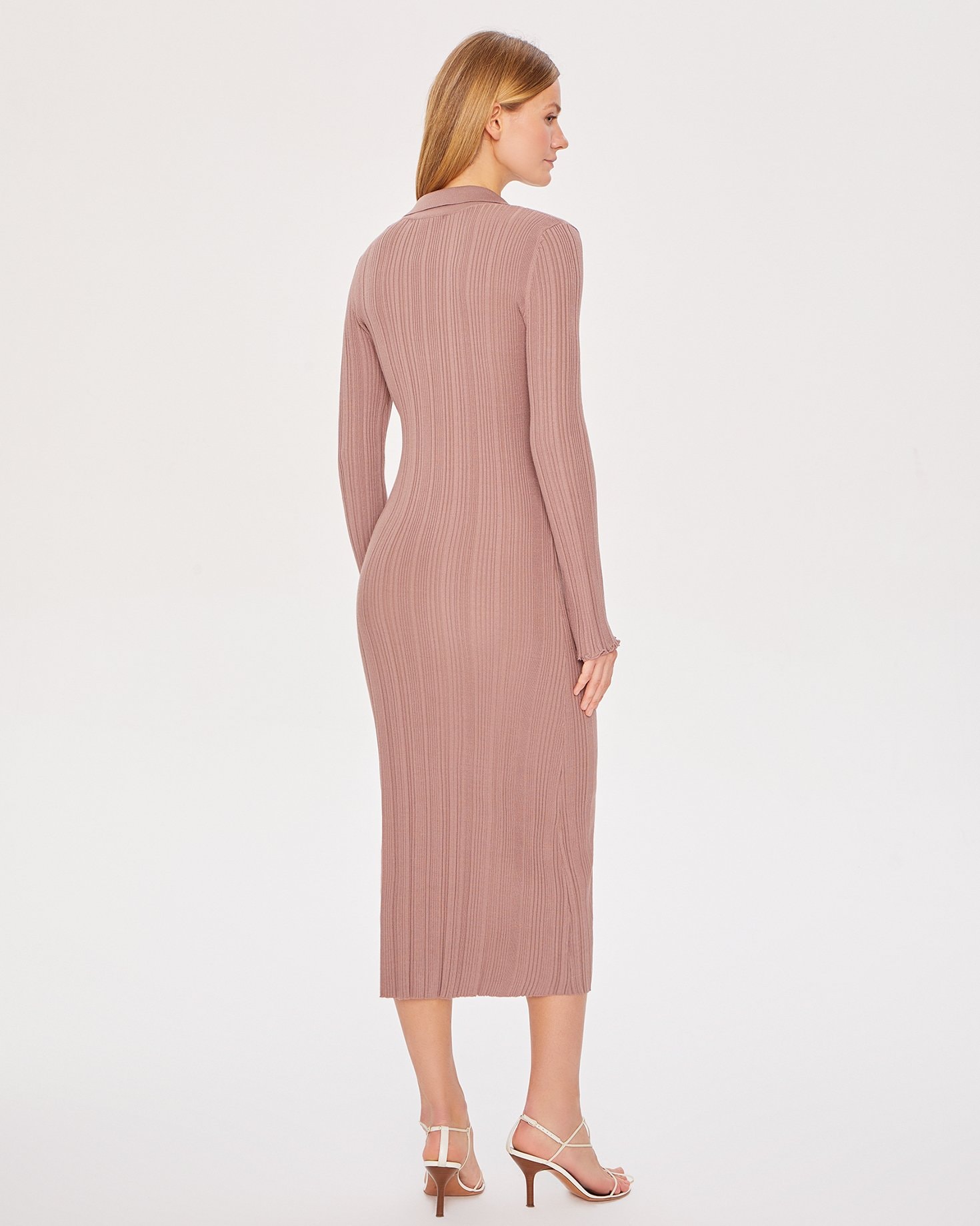 Straight-cut midi dress, Brown — photo 3