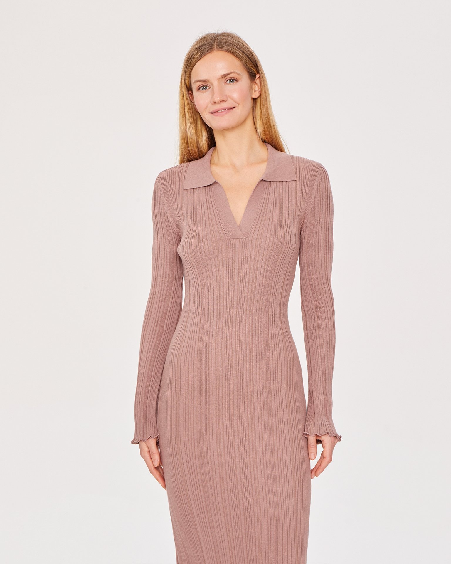 Straight-cut midi dress, Brown — photo 2