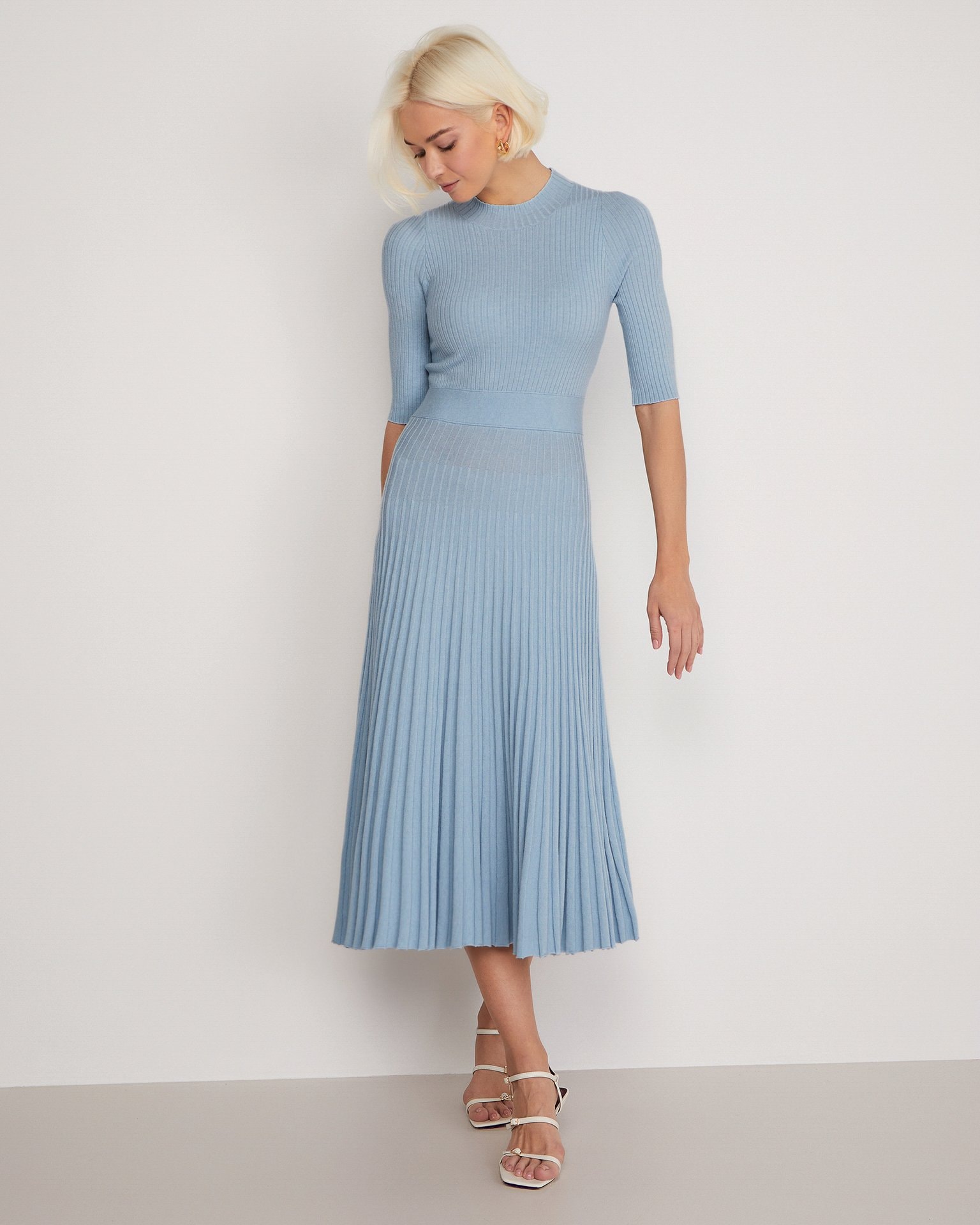 Dress with a pleated skirt, Blue — photo 2