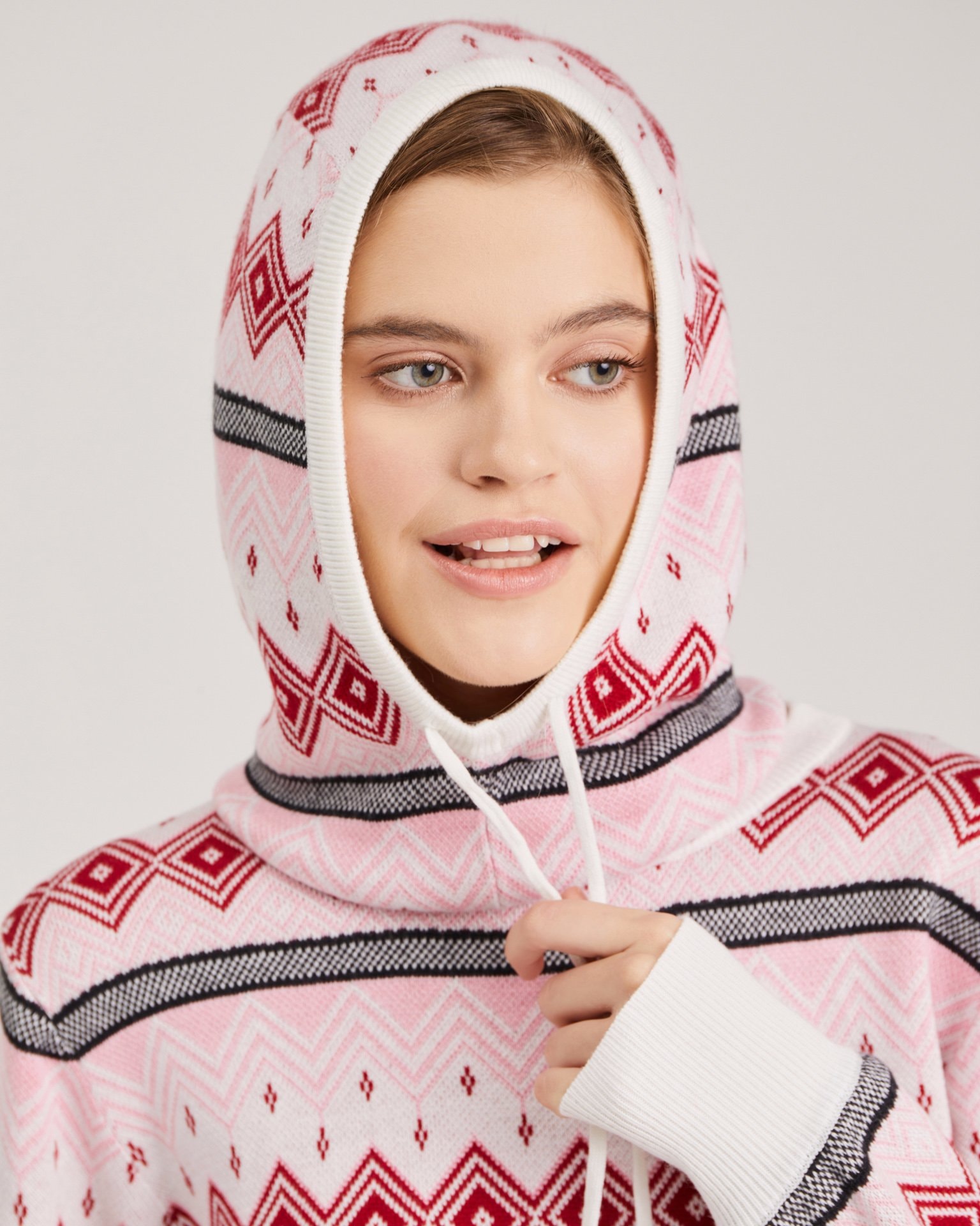 Hood Scarf with Print, Pink — photo 6