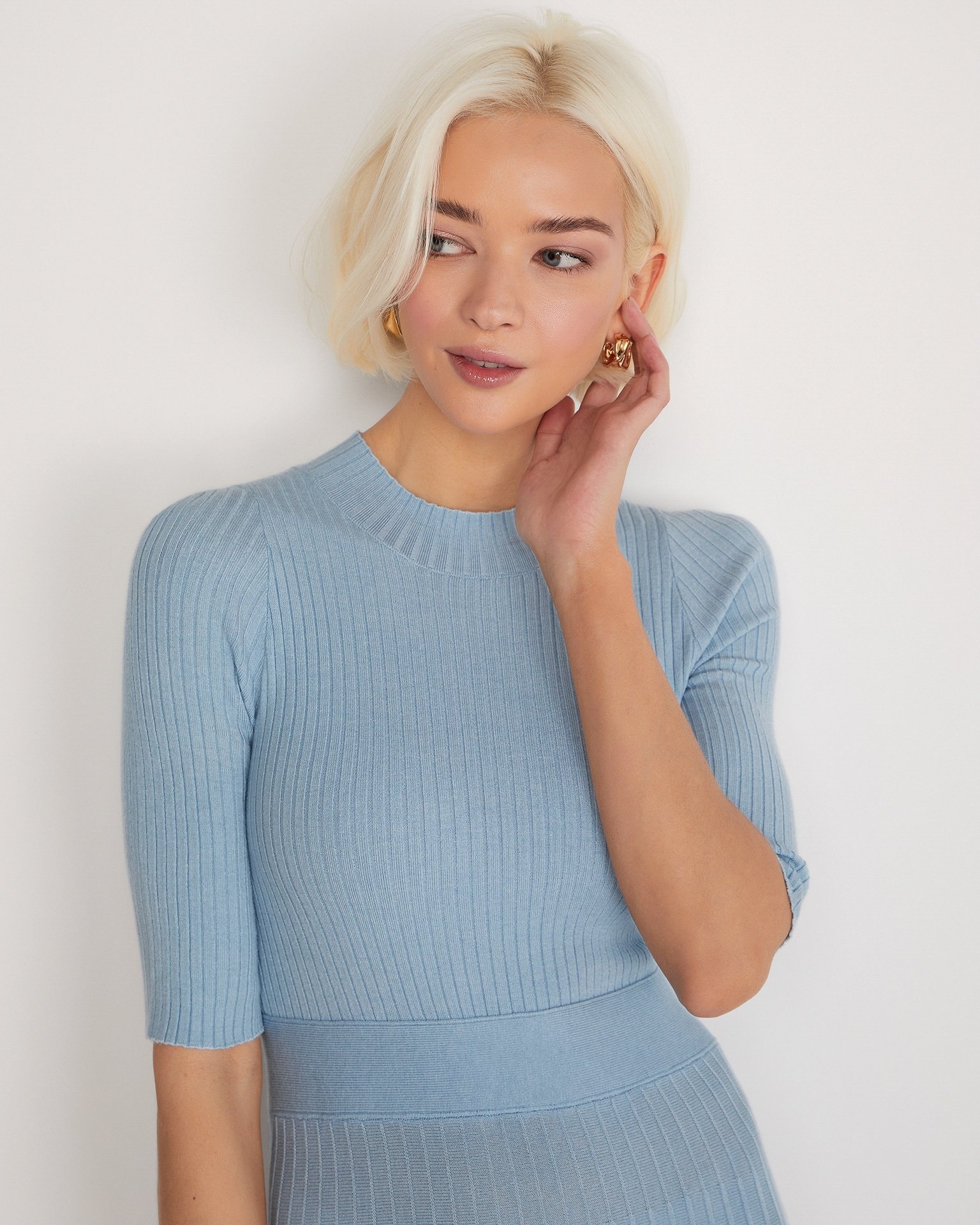 Dress with a pleated skirt, Blue — photo 5