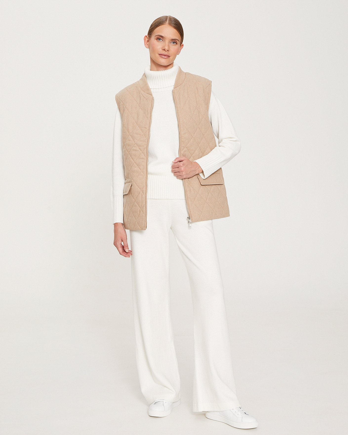 Straight-cut gilet, Beige — photo 3