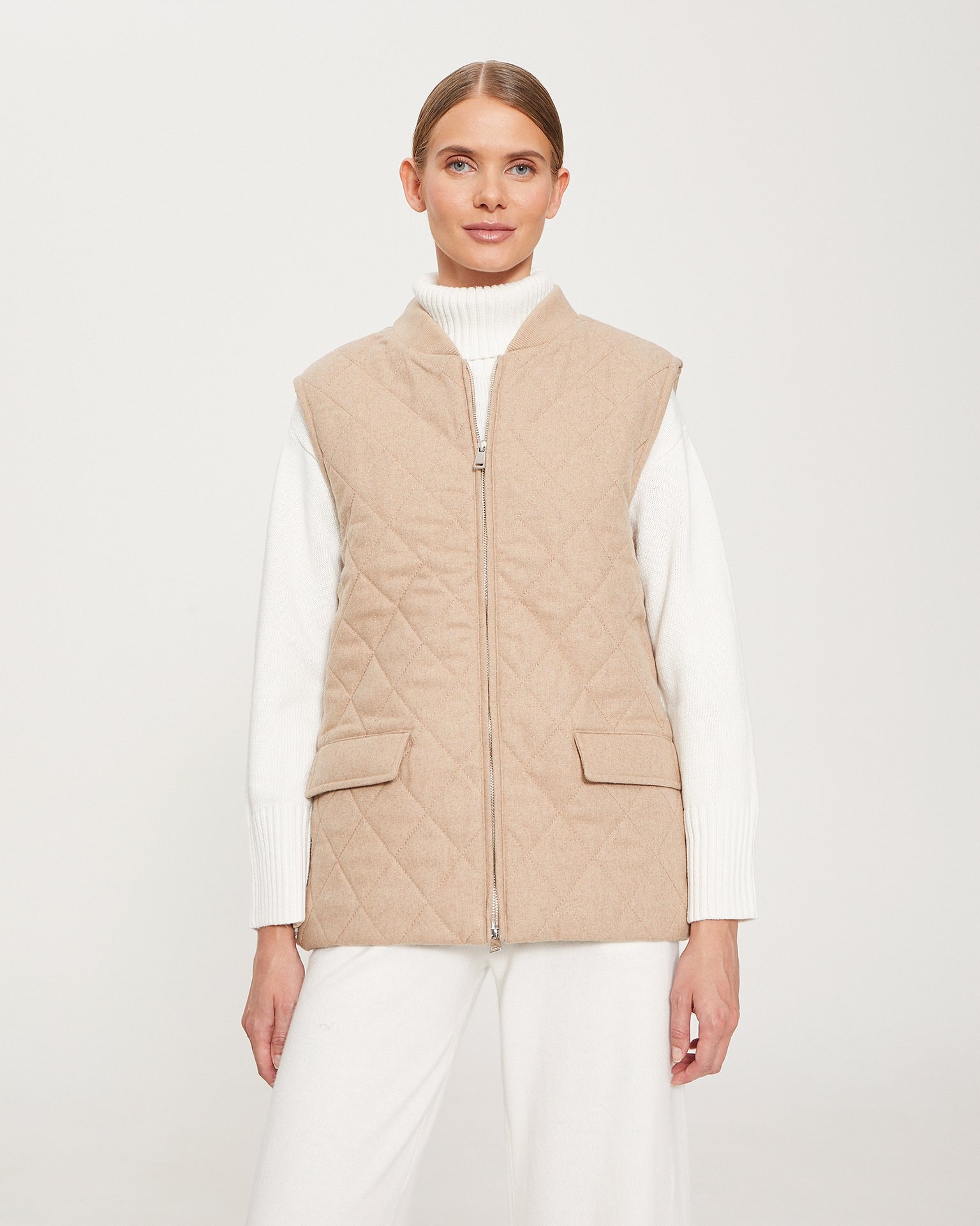 Straight-cut gilet, Beige — photo 5
