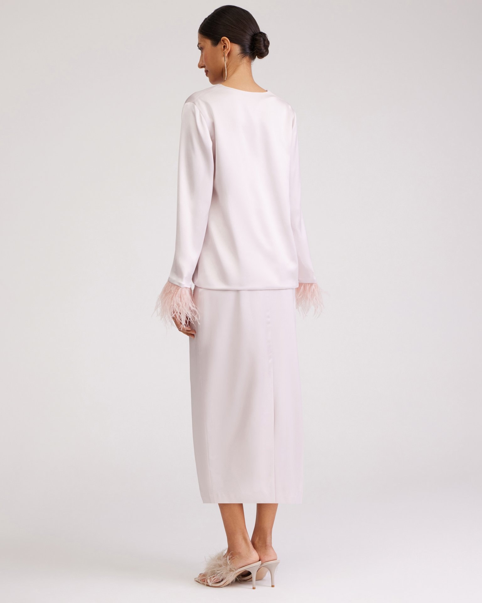 Blouse with V-neck, Pearlescent — photo 3