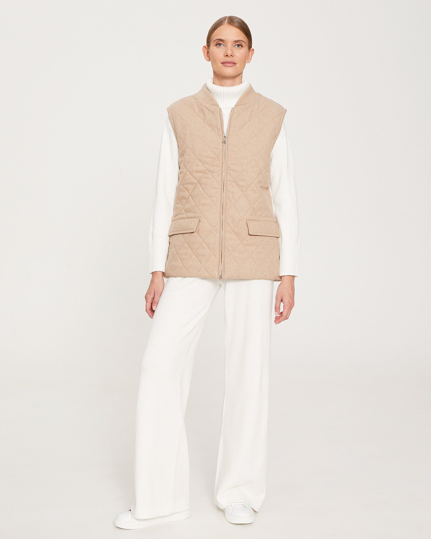 Straight-cut gilet, Beige