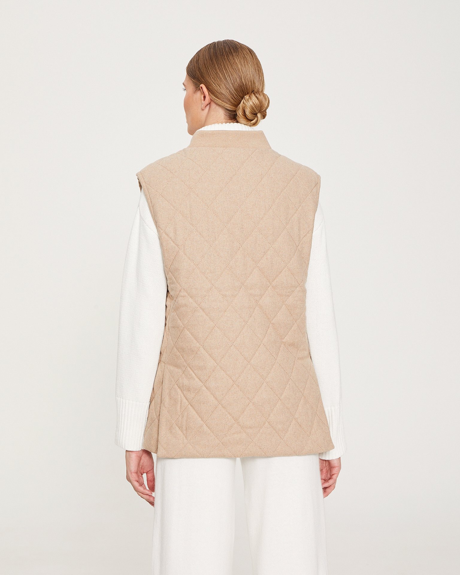 Straight-cut gilet, Beige — photo 4