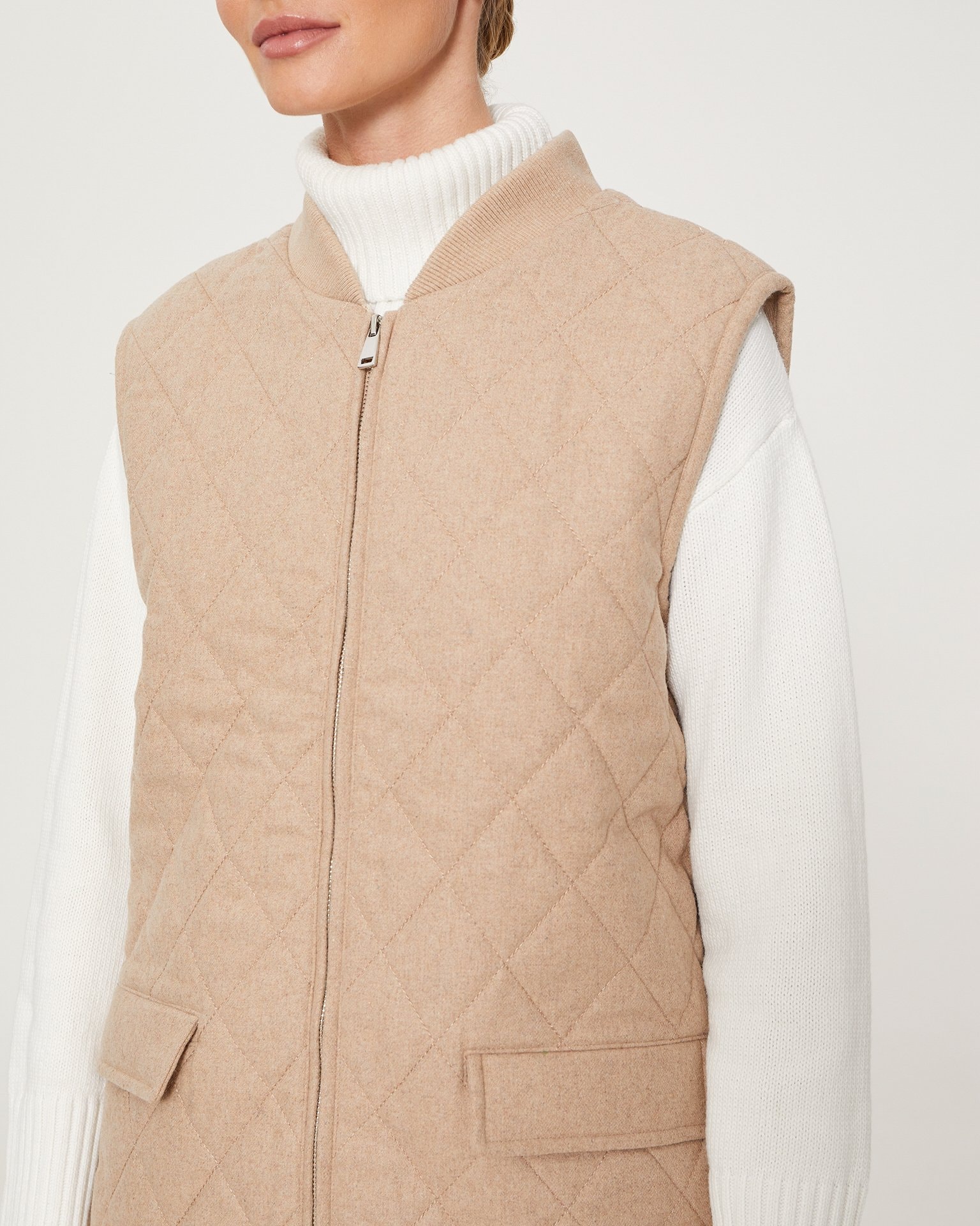 Straight-cut gilet, Beige — photo 6