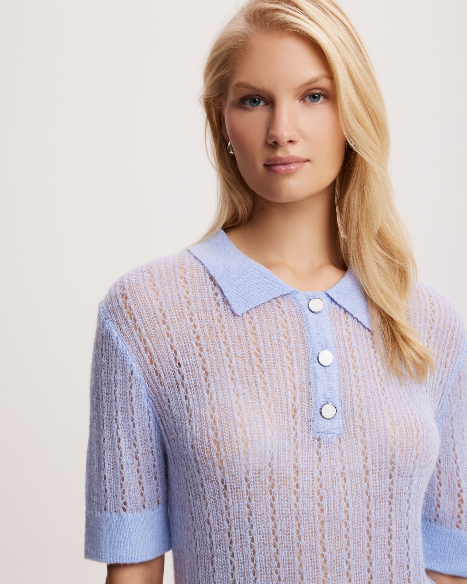 Knit polo jumper, Light Blue — photo 5