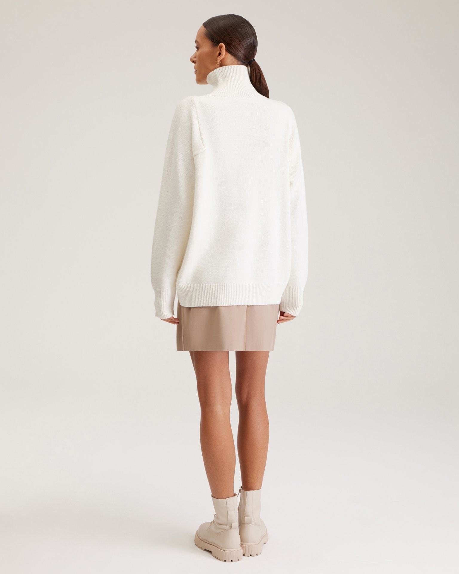 High-neck jumper in white, White — photo 3