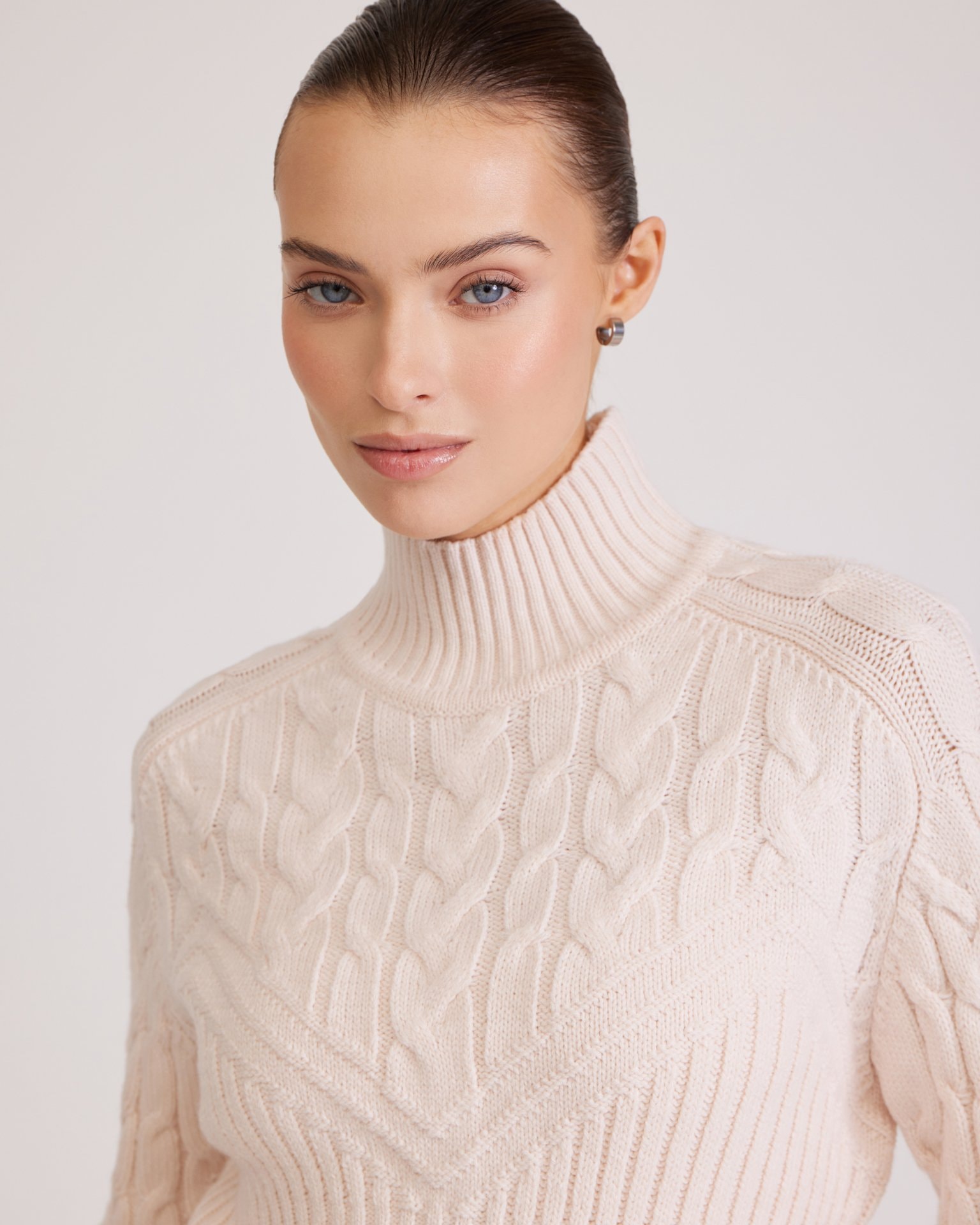 Cream sweater with cable knit, Milk — photo 6