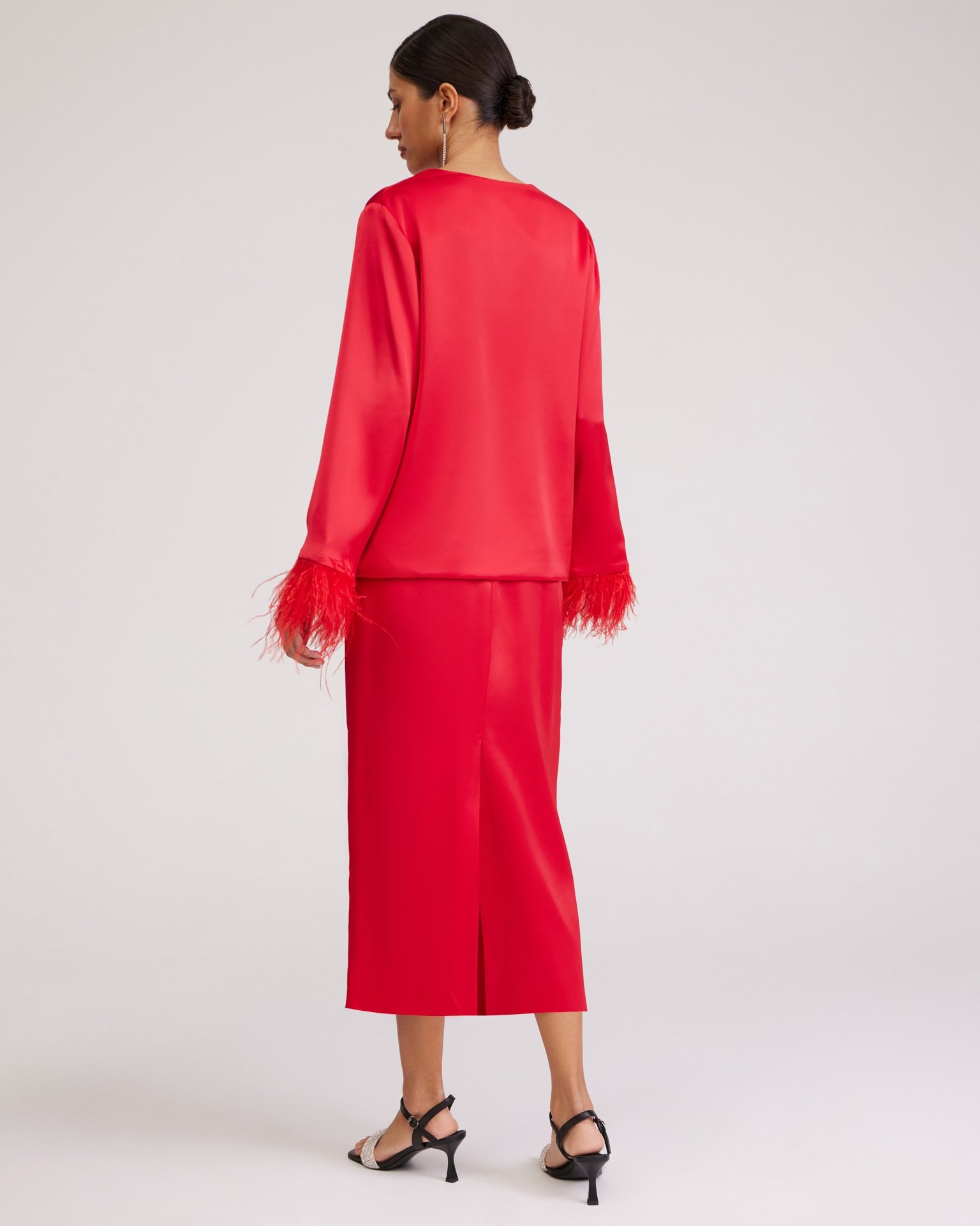 Viscose silk skirt, Red — photo 4
