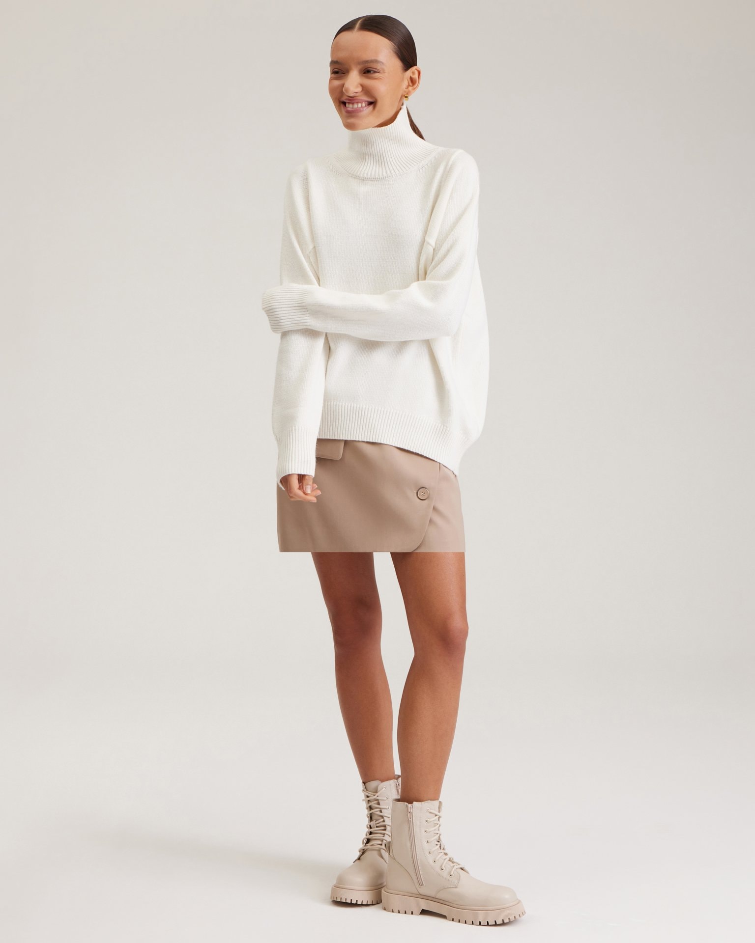High-neck jumper in white, White — photo 4