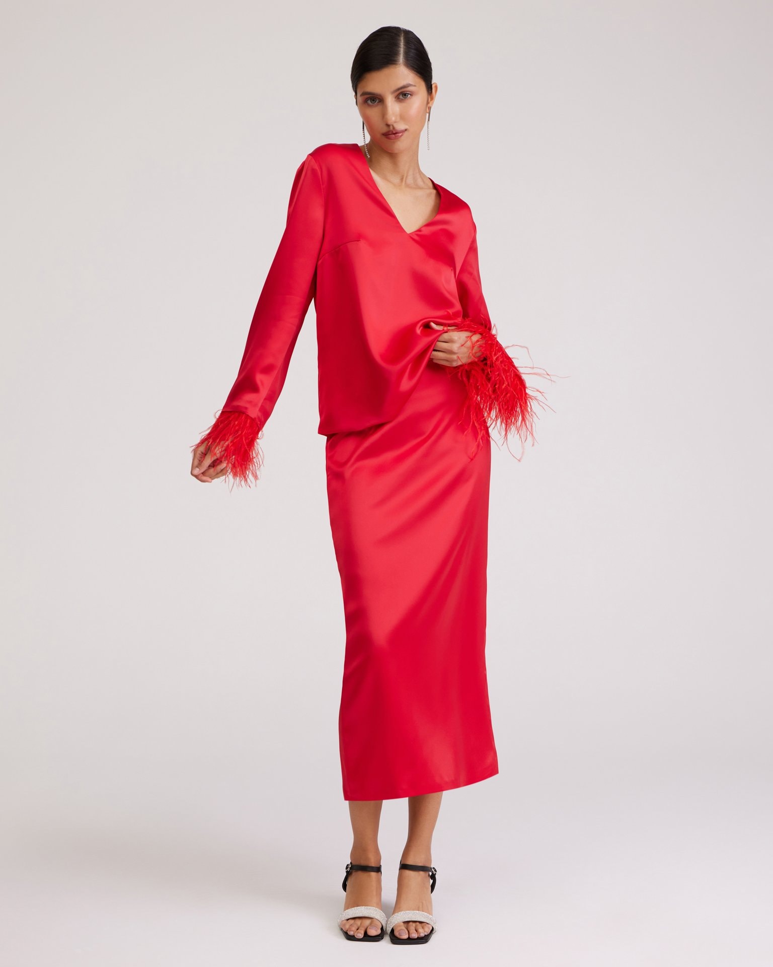 Viscose silk skirt, Red — photo 2