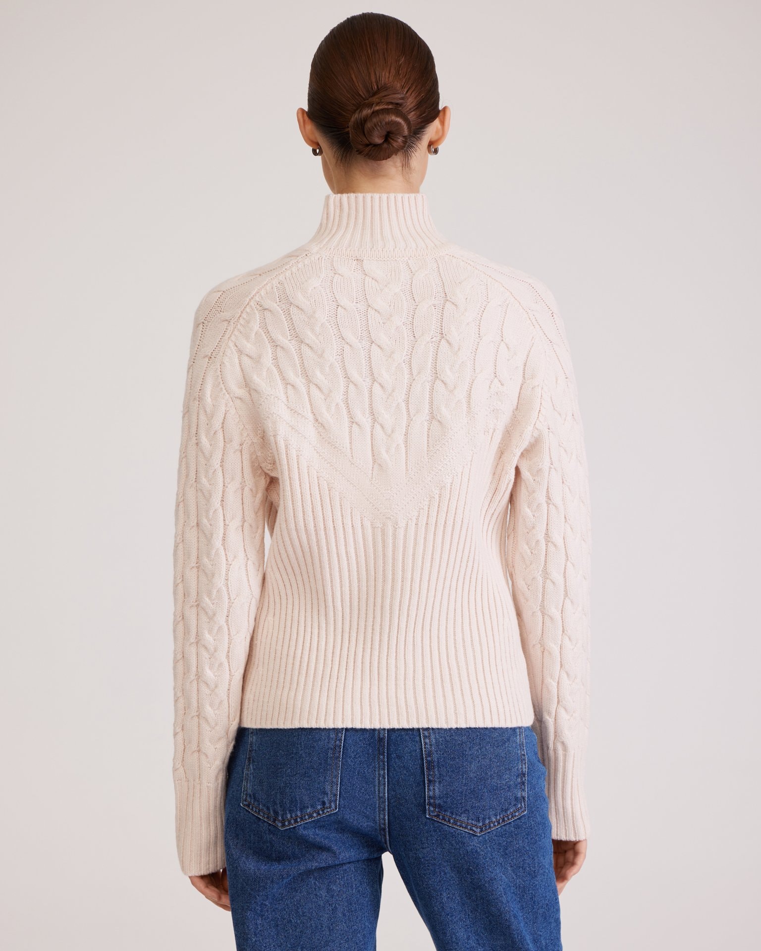 Cream sweater with cable knit, Milk — photo 5