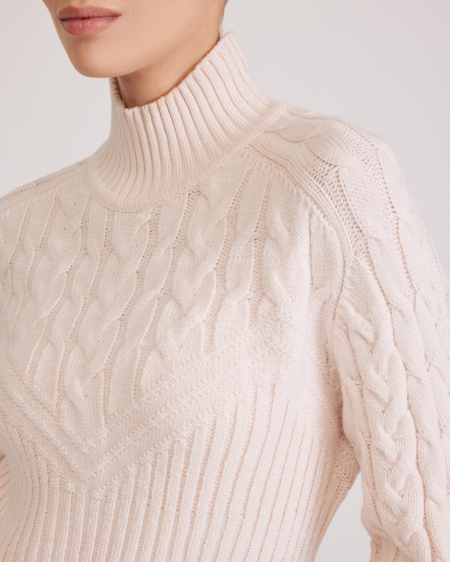 Cream sweater with cable knit, Milk — photo 7
