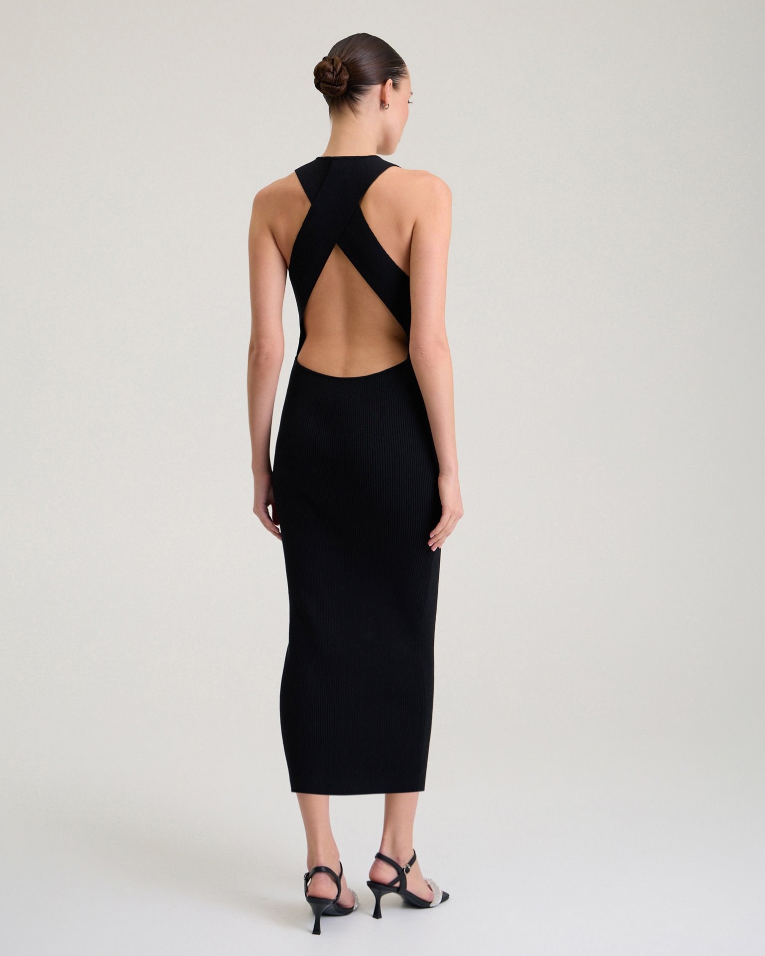 Black dress with an open back, Black — photo 4