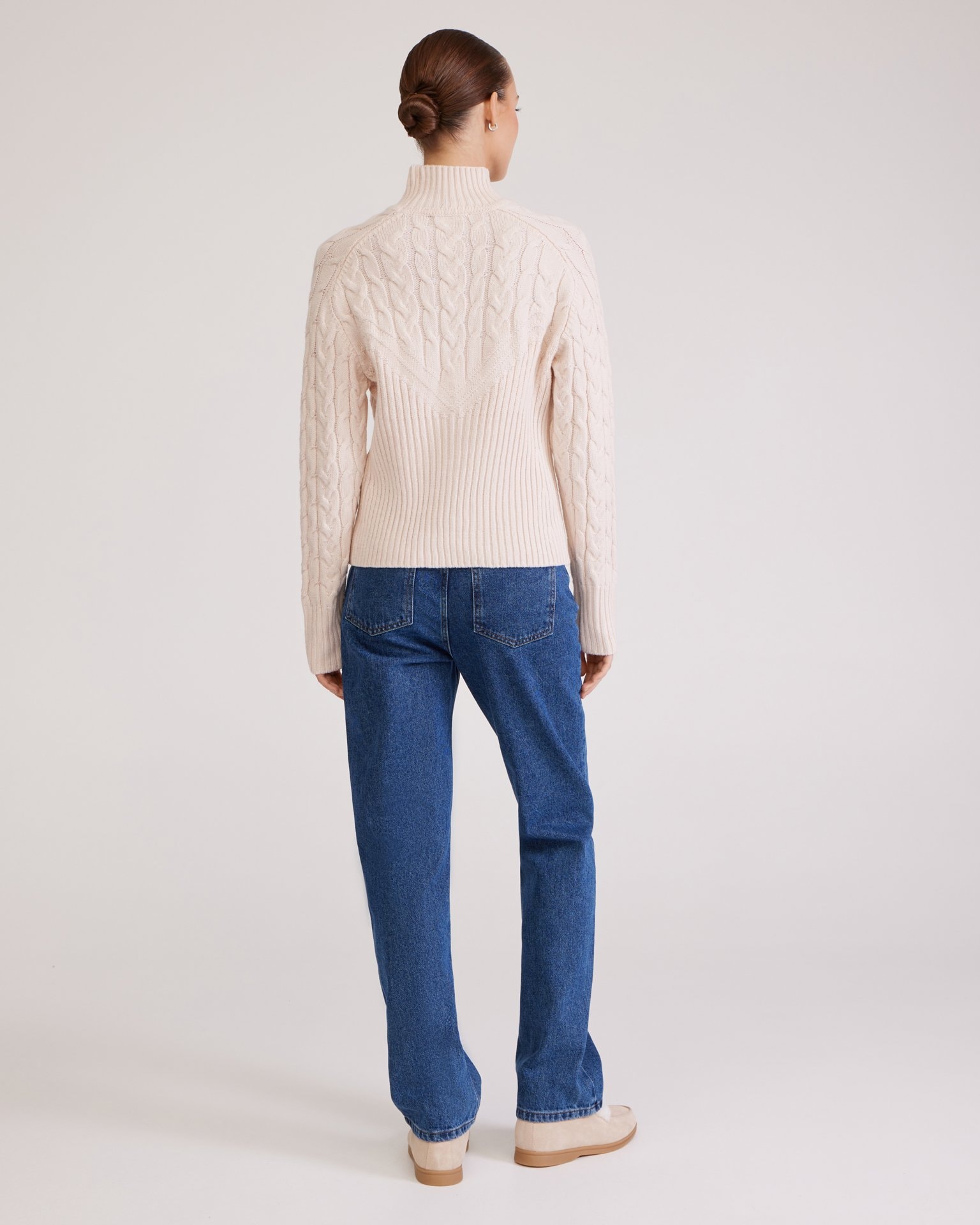 Cream sweater with cable knit, Milk — photo 3