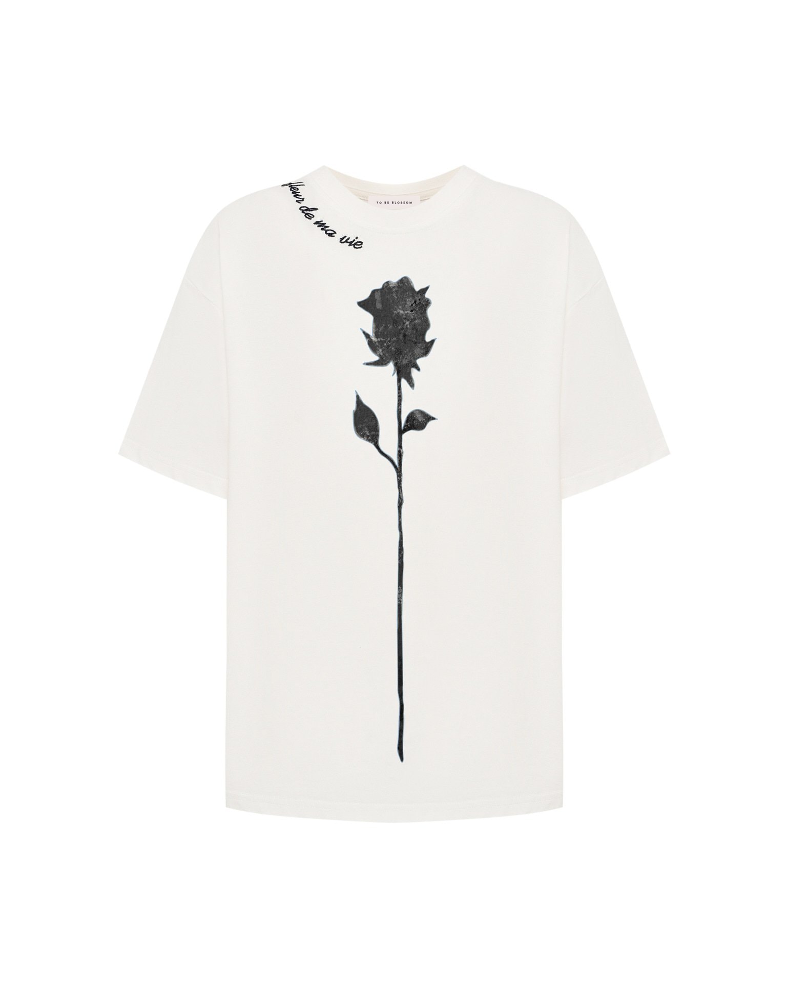 T-shirt with La fleur de ma vie embroidery, White — photo 8
