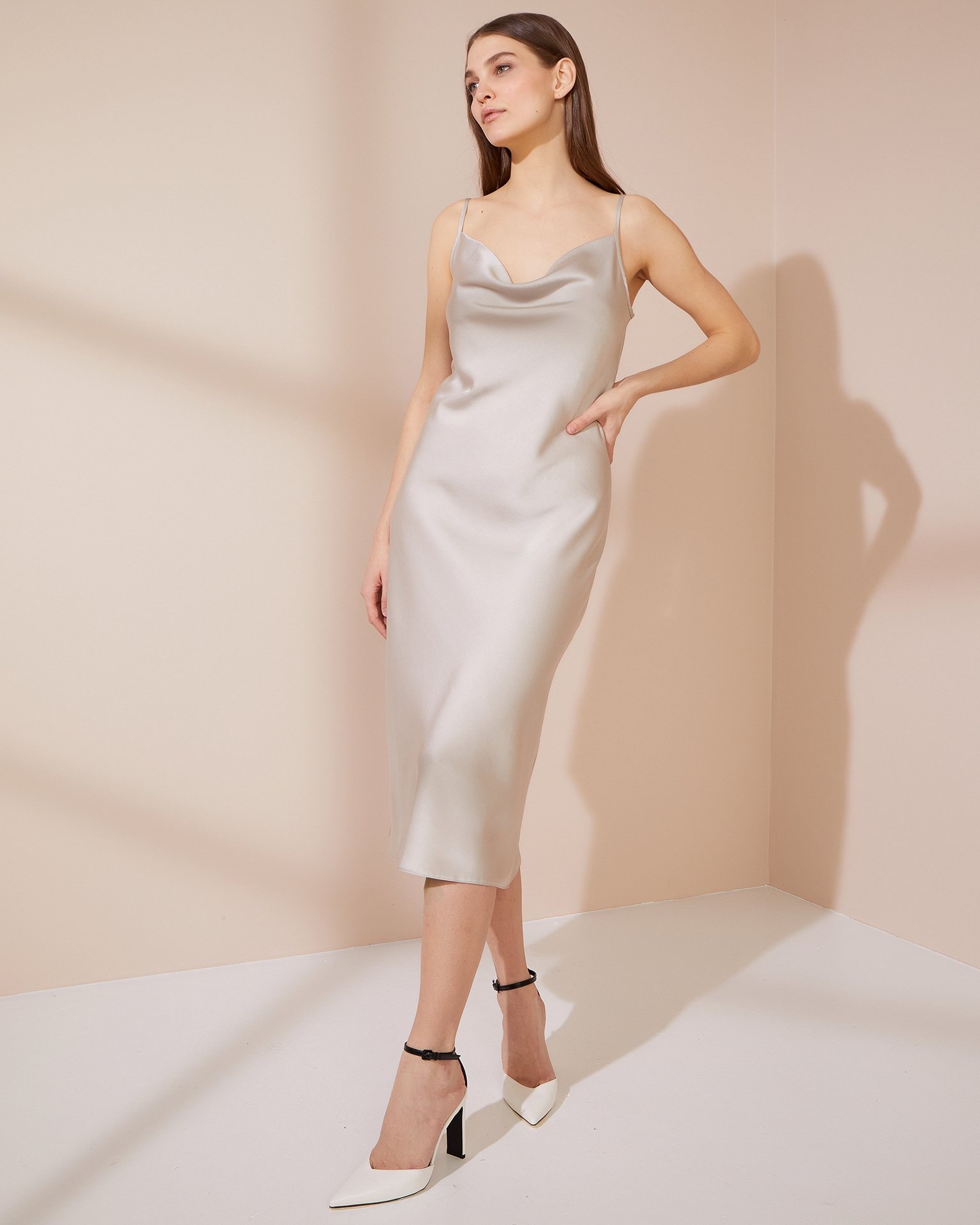 Slip dress, Beige