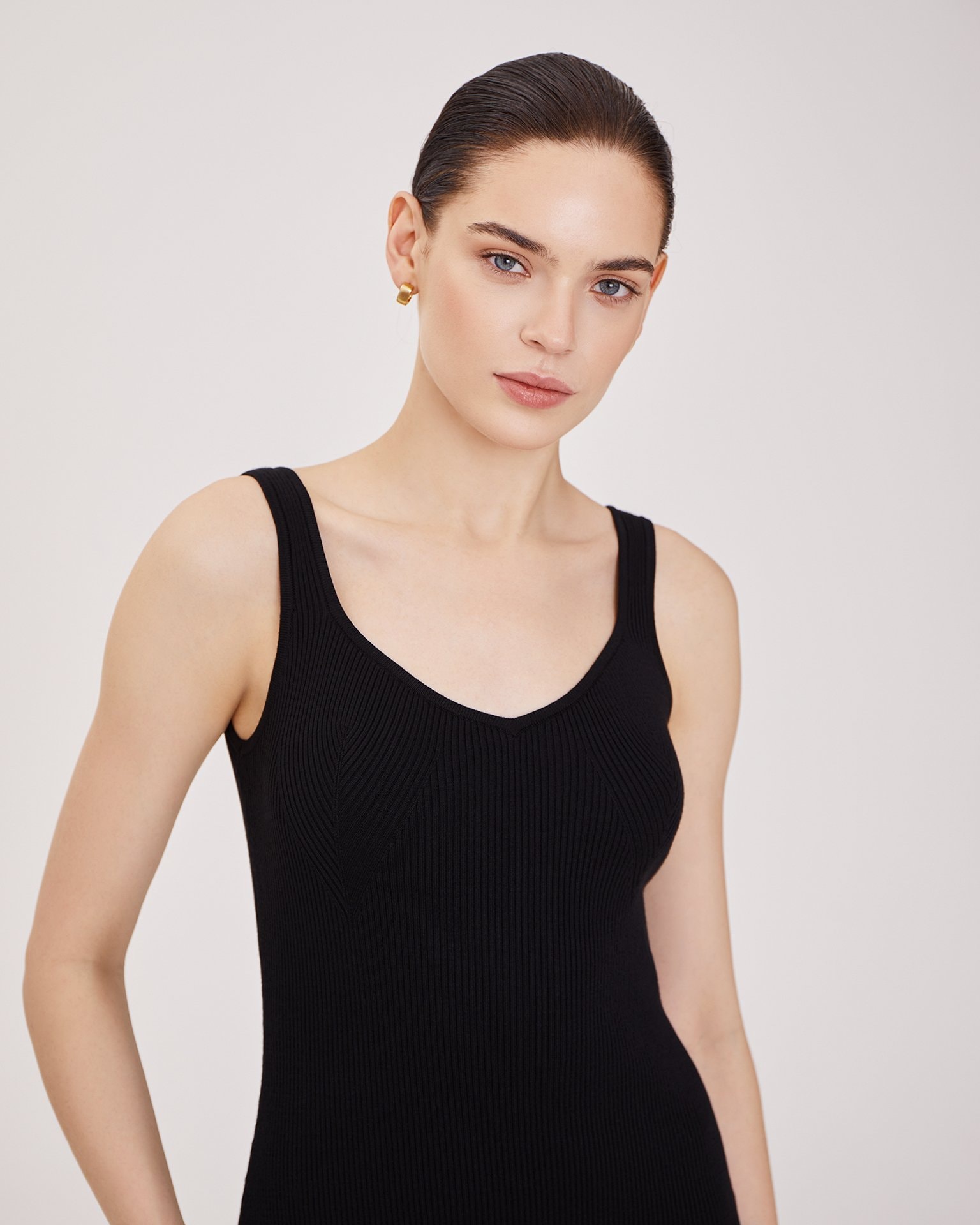 Sleeveless black dress, Black — photo 4