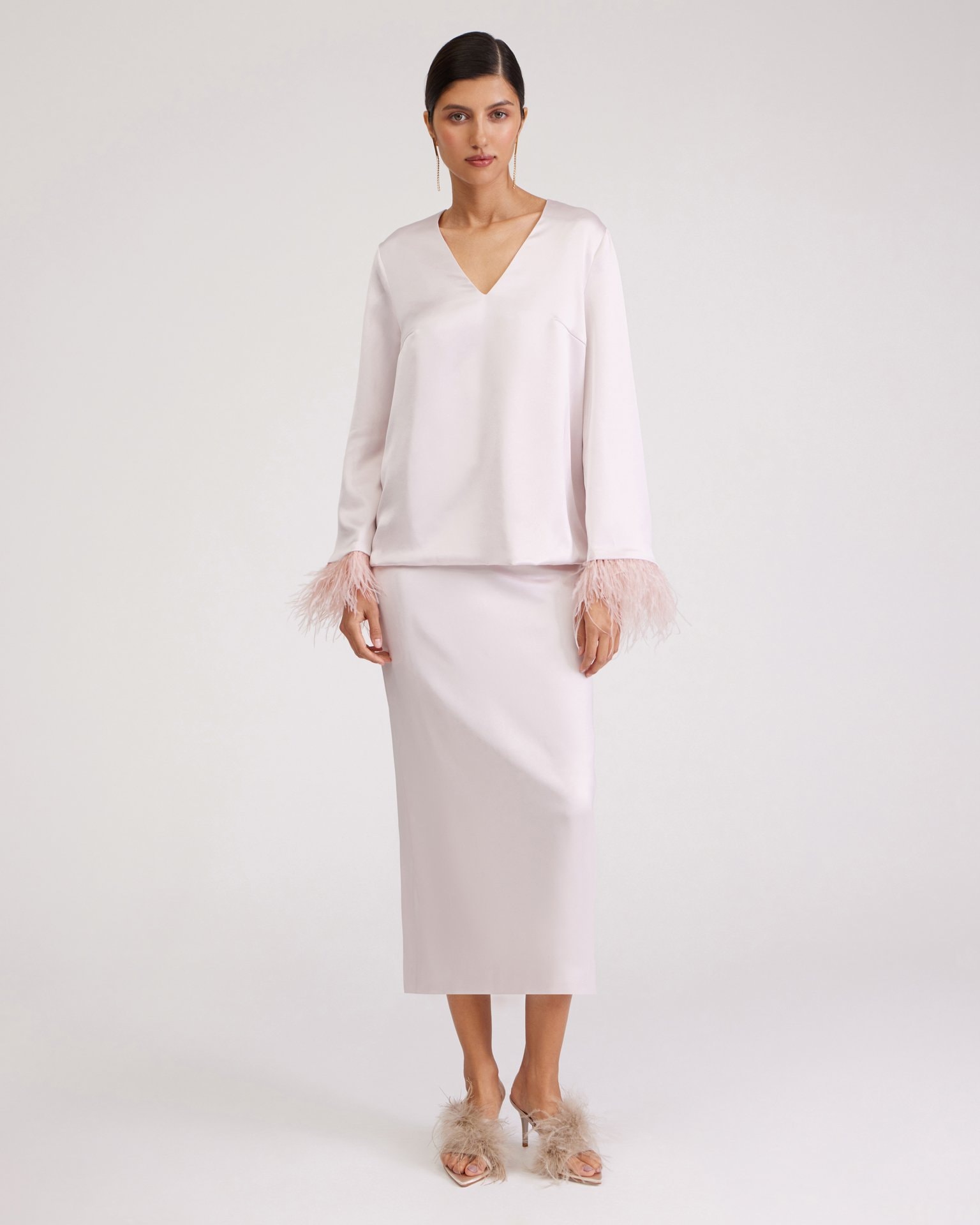 Satin midi skirt, Pearlescent — photo 3