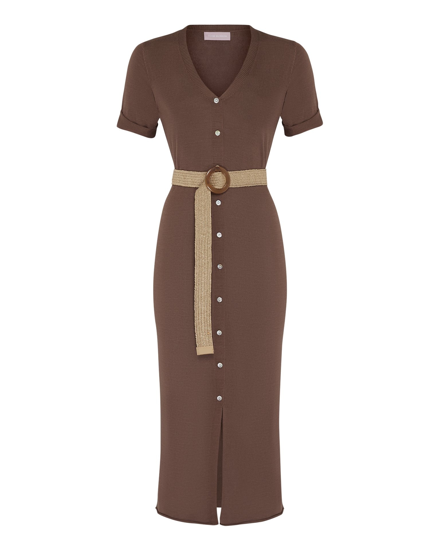 Viscose and Silk Dress, Brown — photo 6