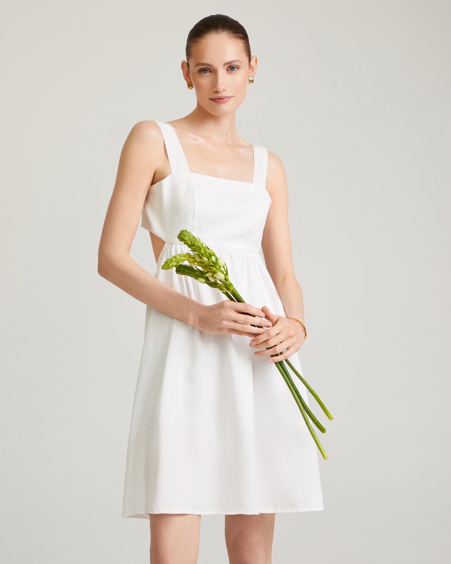 White strap dress, White