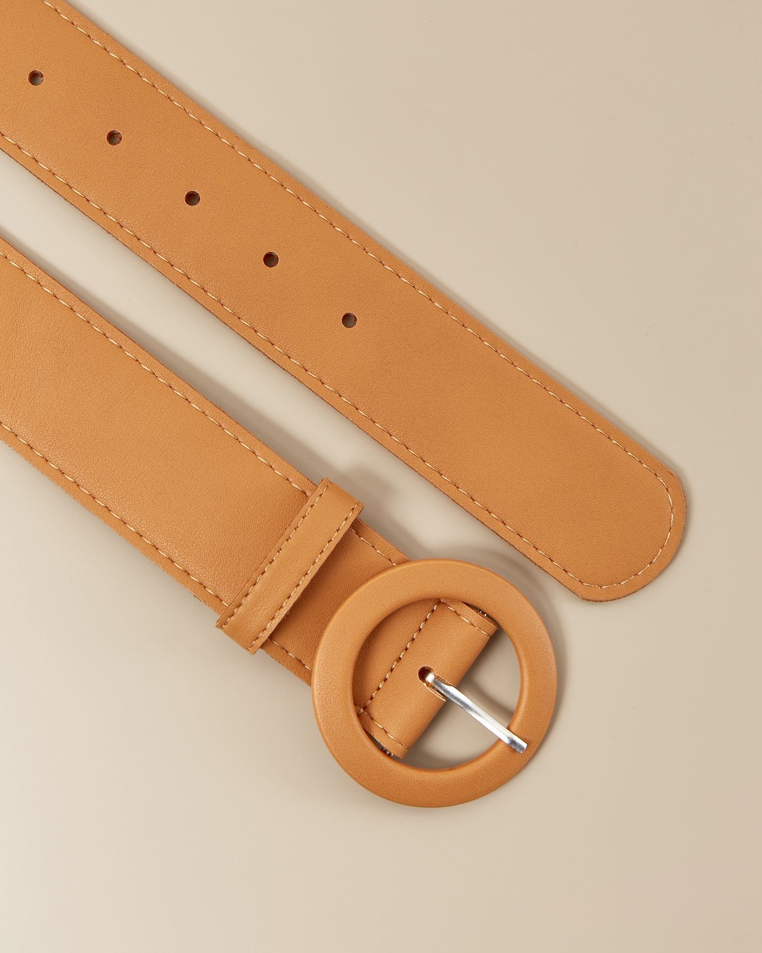 Belt with round buckle, Brown — photo 2