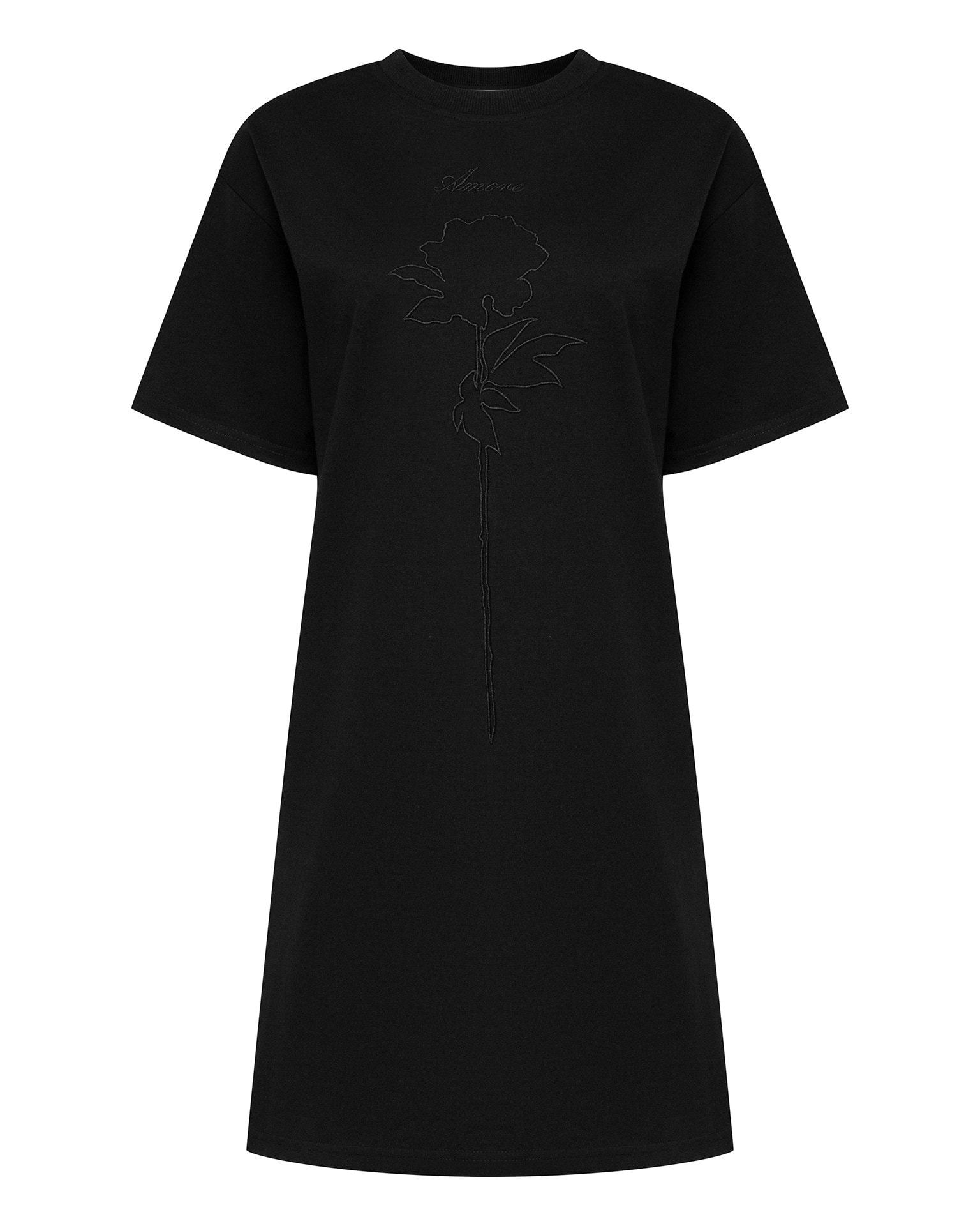 Straight-cut cotton dress, Black — photo 7