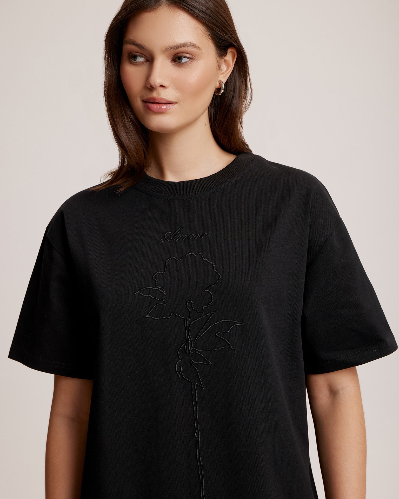 Straight-cut cotton dress, Black — photo 5