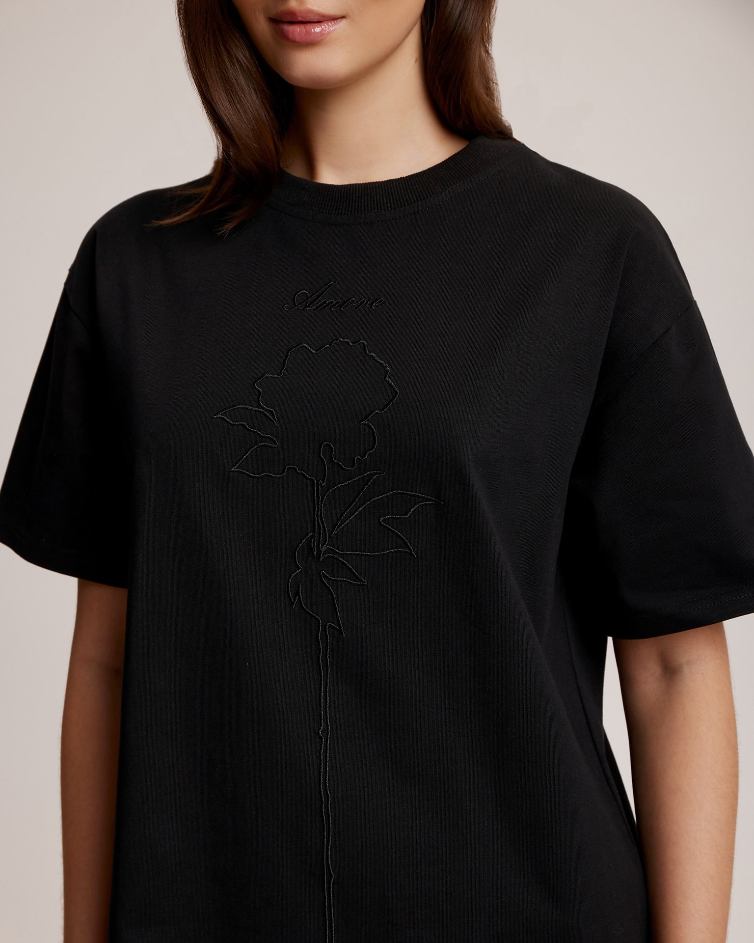 Straight-cut cotton dress, Black — photo 6