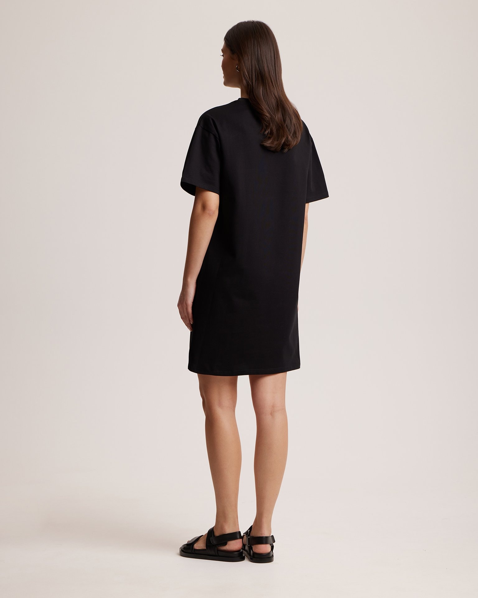 Straight-cut cotton dress, Black — photo 4