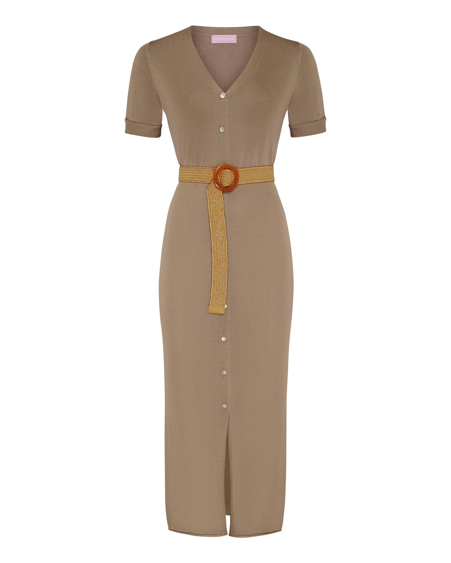 Dress with Belt, Khaki — photo 6