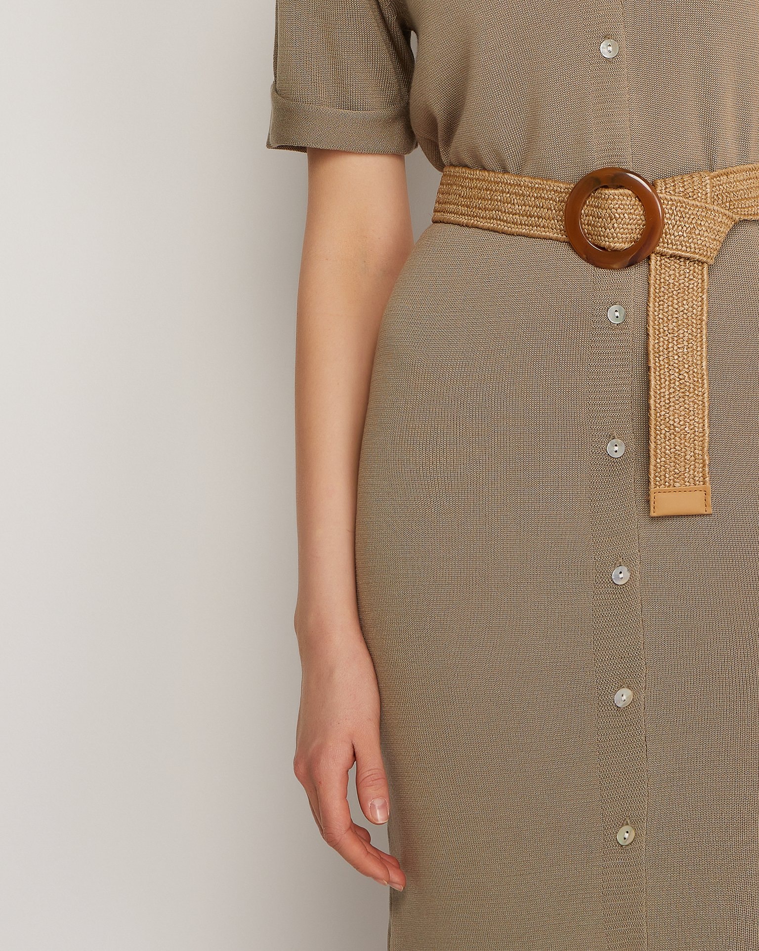Dress with Belt, Khaki — photo 5