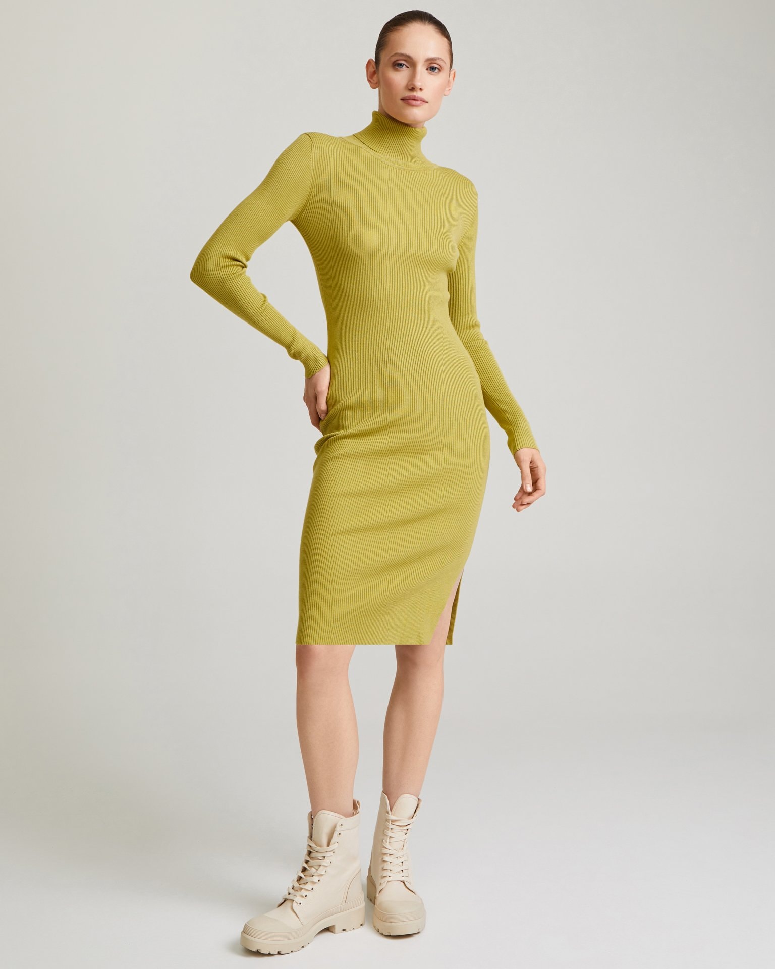 Dress with a Collar, Olive — photo 2