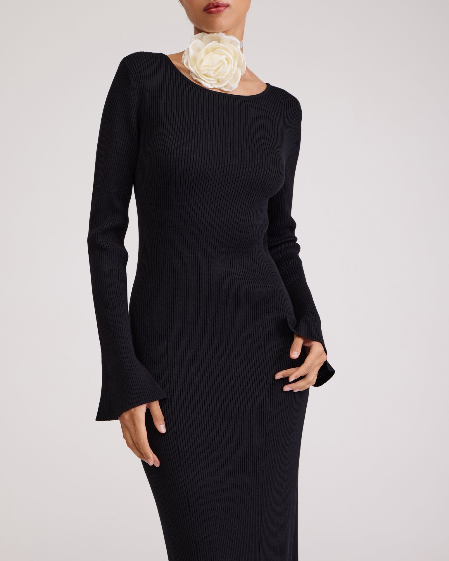 Fitted Black Dress, Black — photo 7