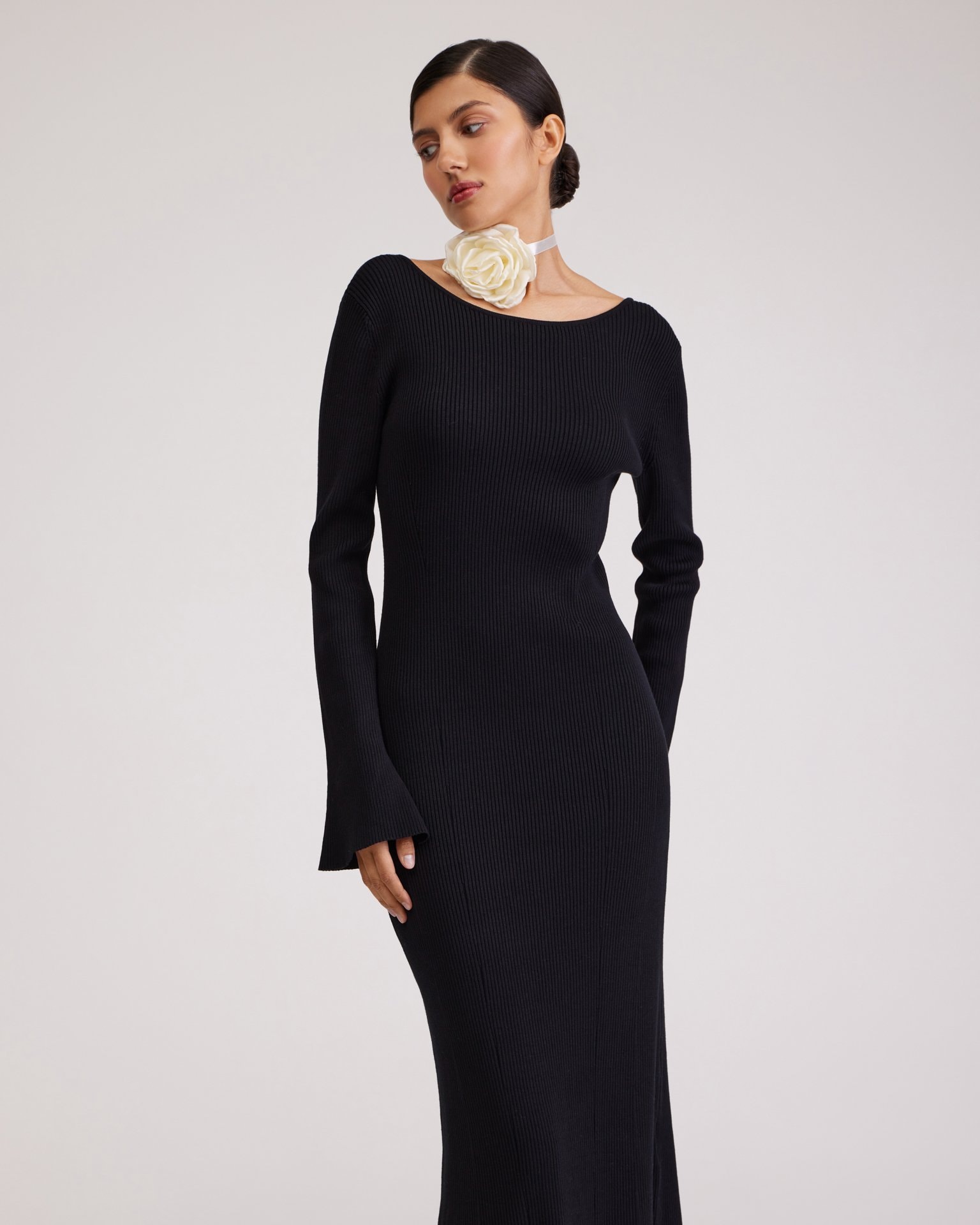 Fitted Black Dress, Black — photo 5