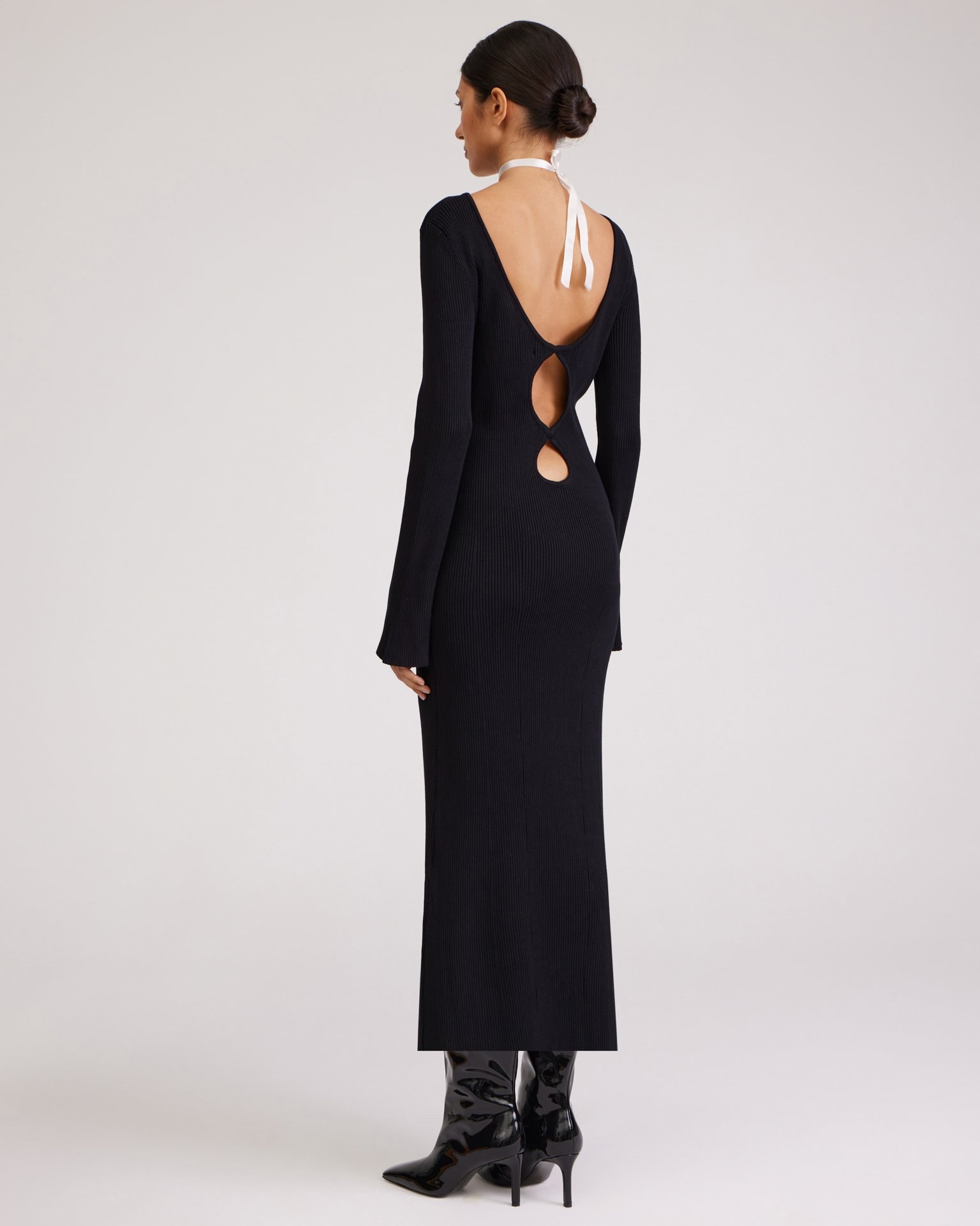 Fitted Black Dress, Black — photo 3
