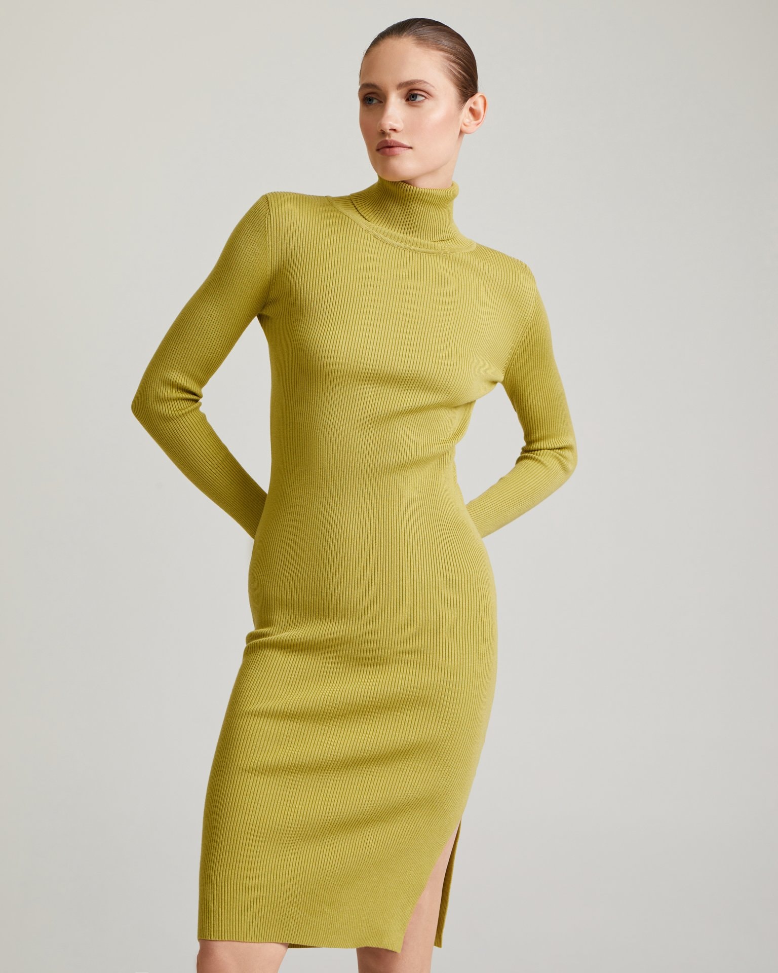Dress with a Collar, Olive — photo 5