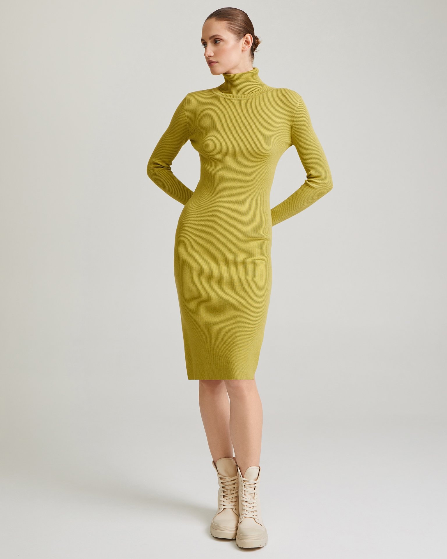 Dress with a Collar, Olive — photo 4