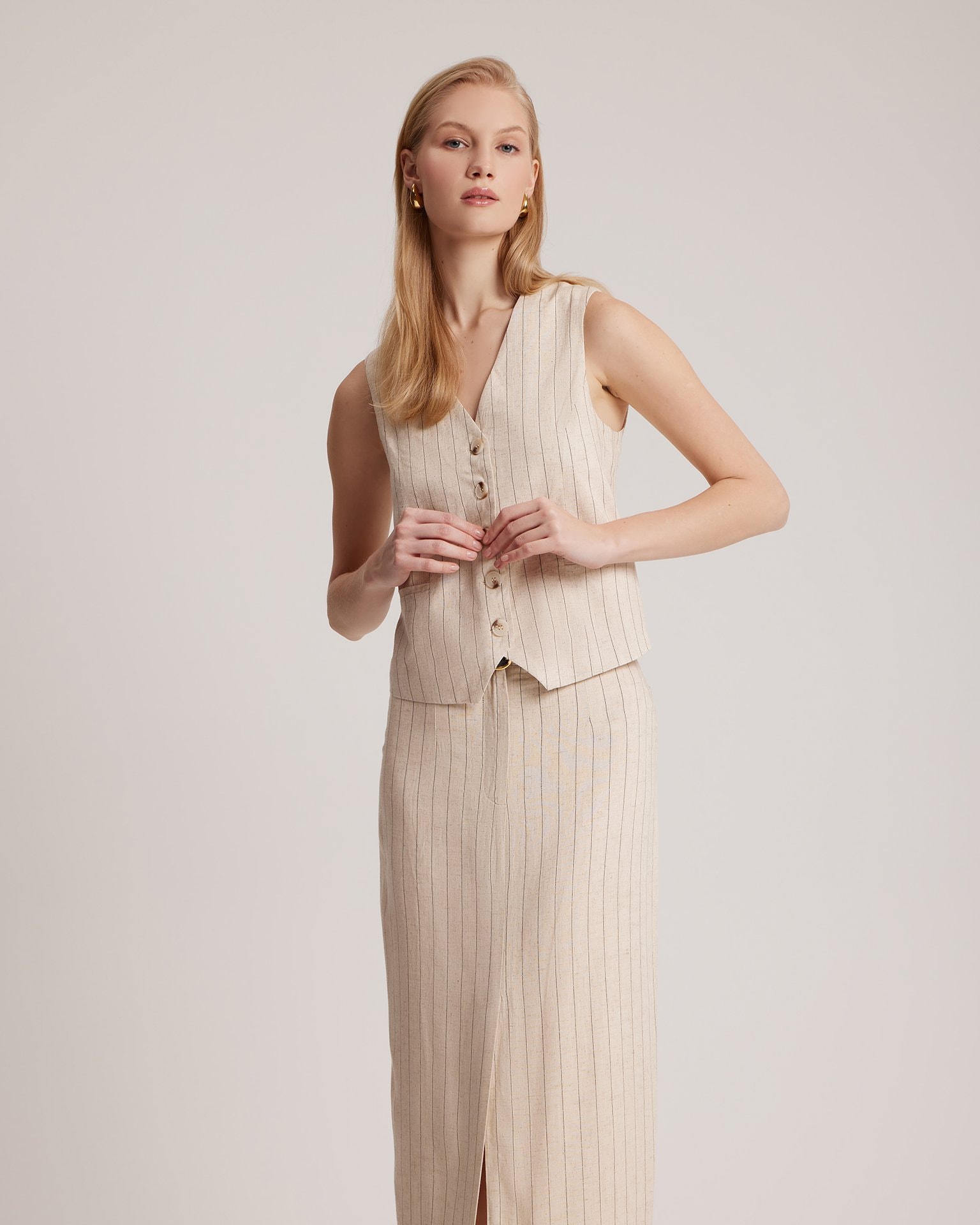 Linen waistcoat, Light Beige