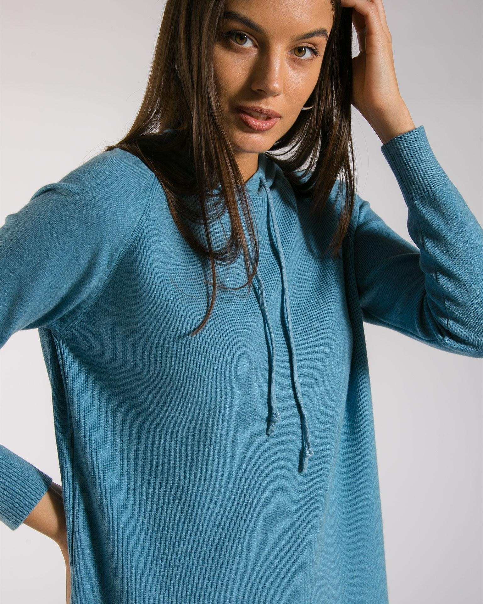 Hoodie dress with a drawstring hood, Light Blue — photo 4