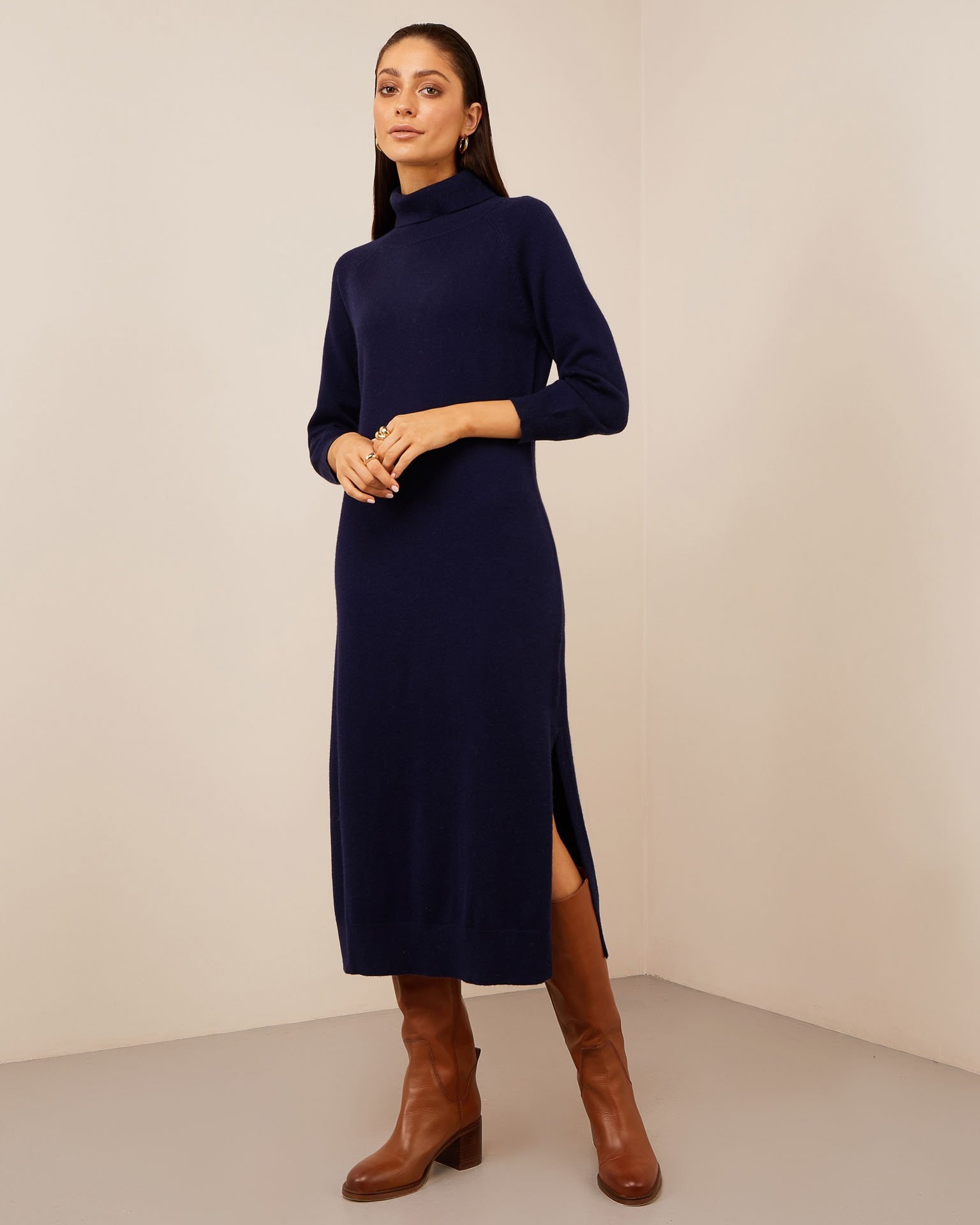 Dress made of fine knitwear, Blue — photo 4