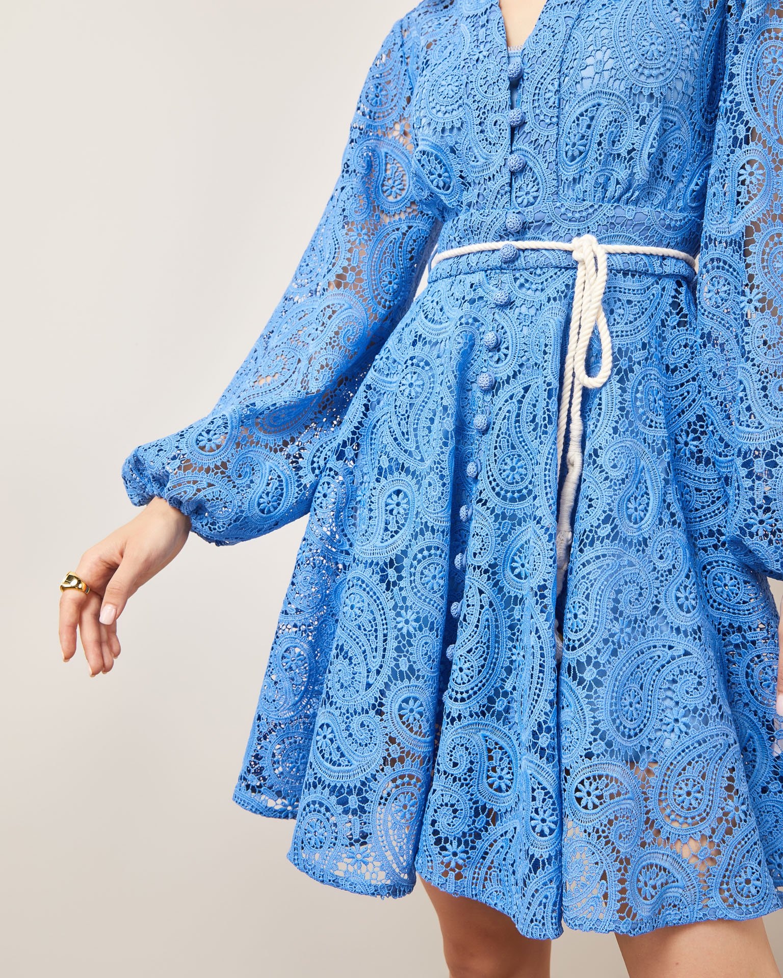 Dress with full sleeves, Sky Blue — photo 4