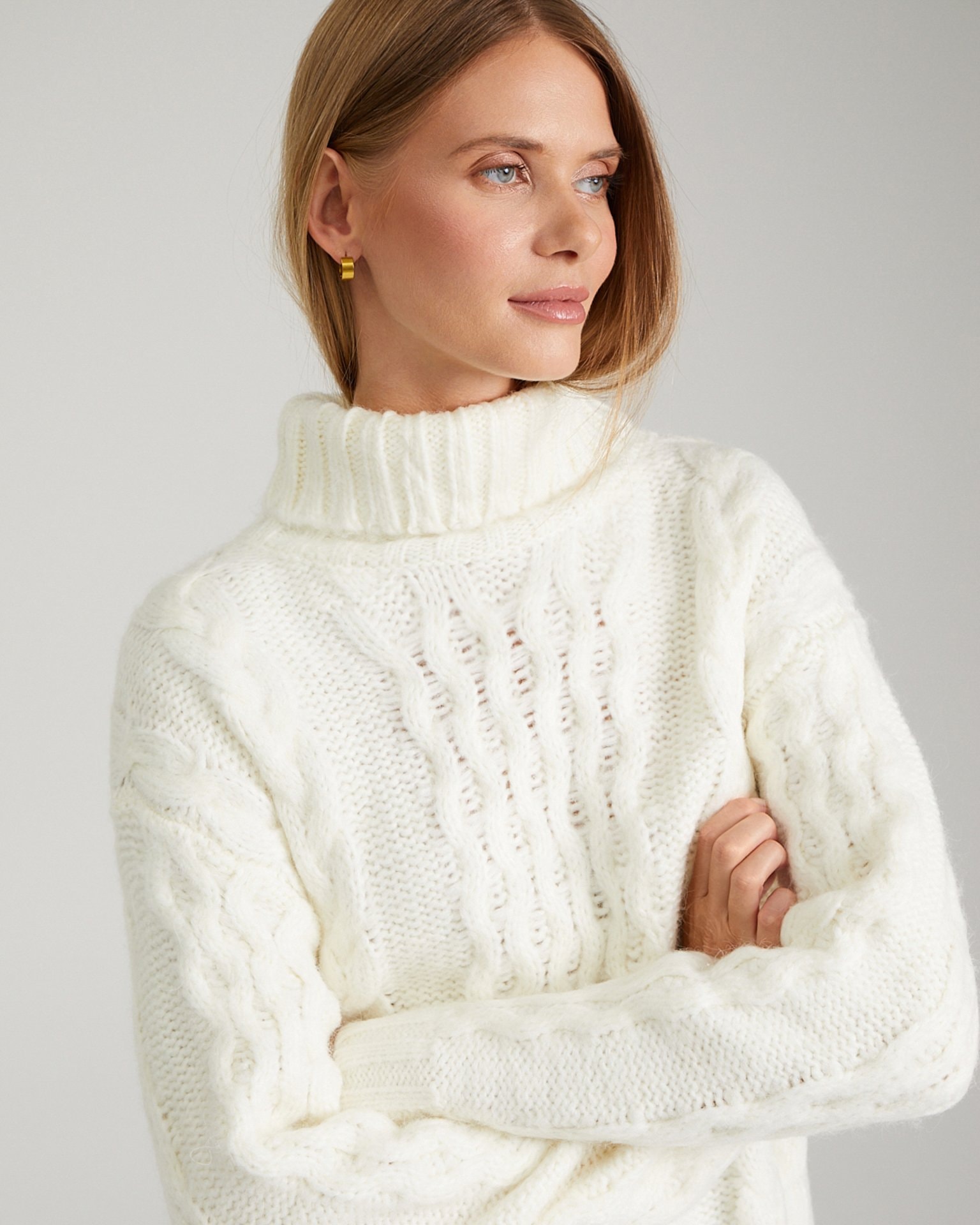 Cable-knit jumper, Milky — photo 11
