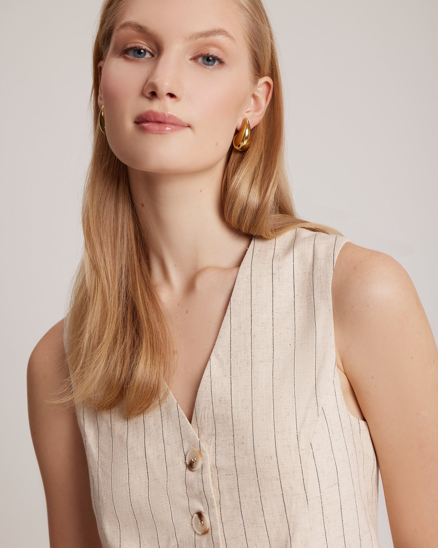 Linen waistcoat, Light Beige — photo 5