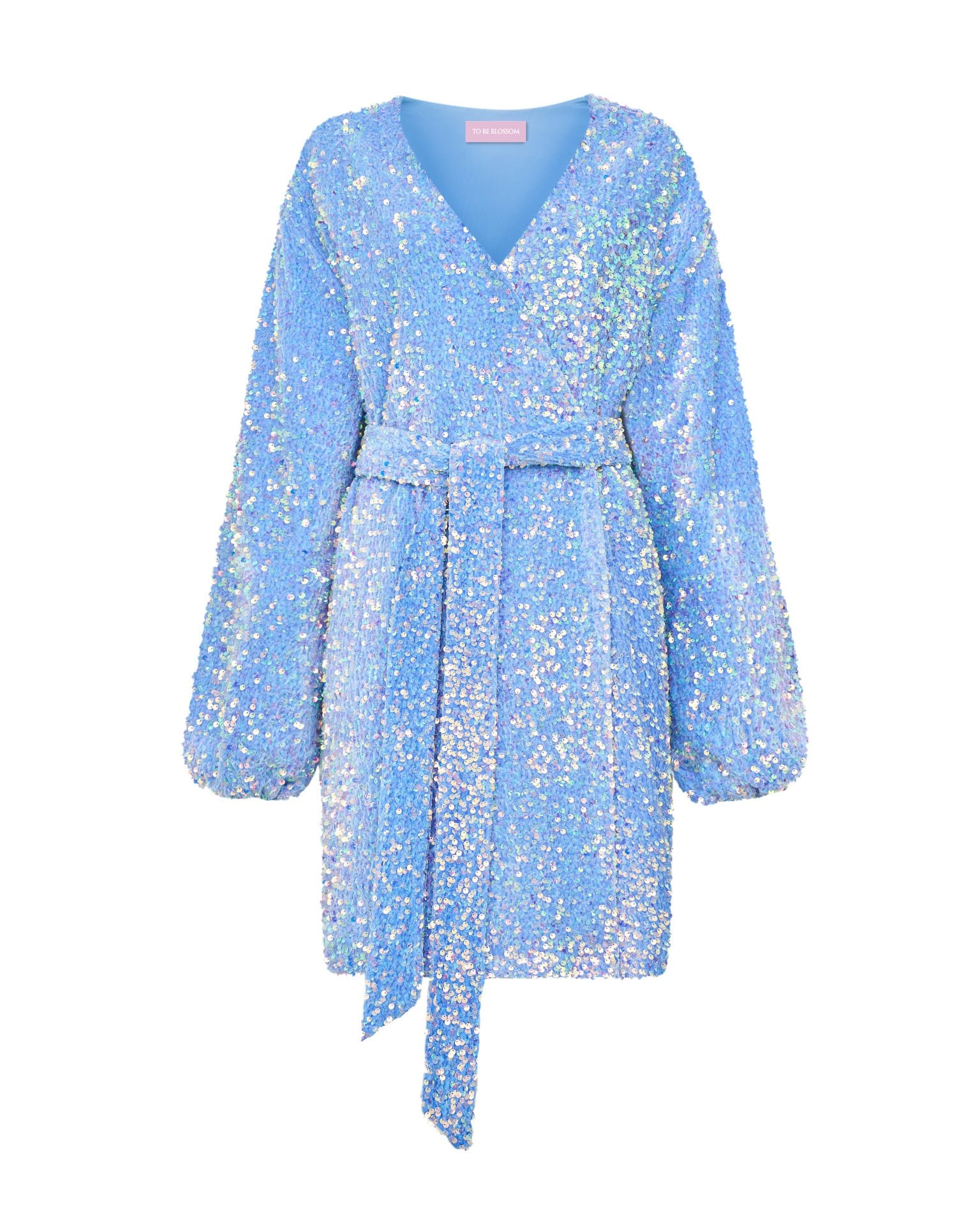 Blue dress with sequins, Light Blue — photo 3