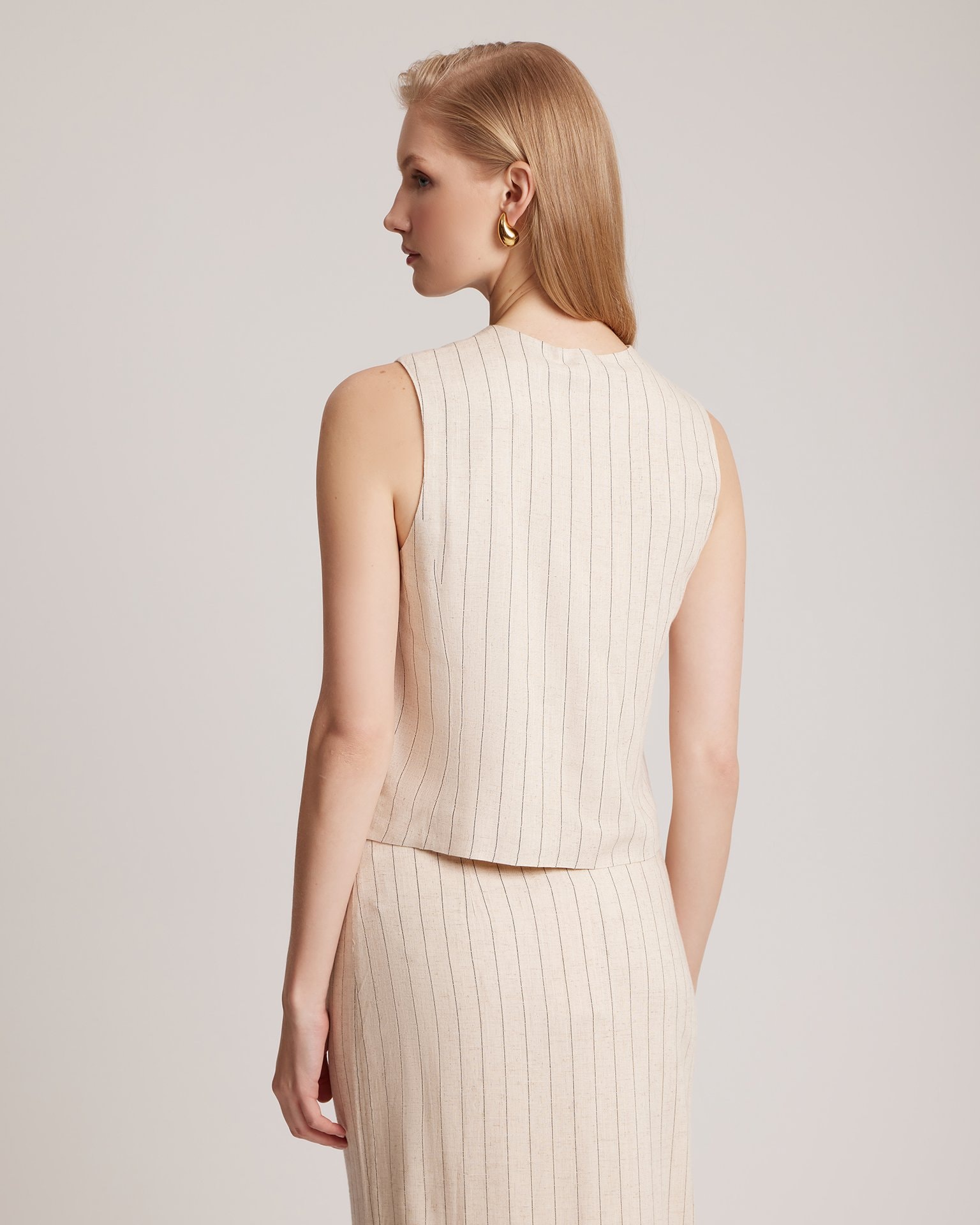 Linen waistcoat, Light Beige — photo 3