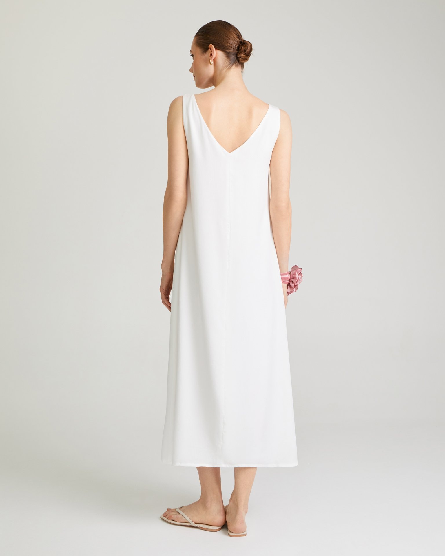 Dress with wide straps, White — photo 3